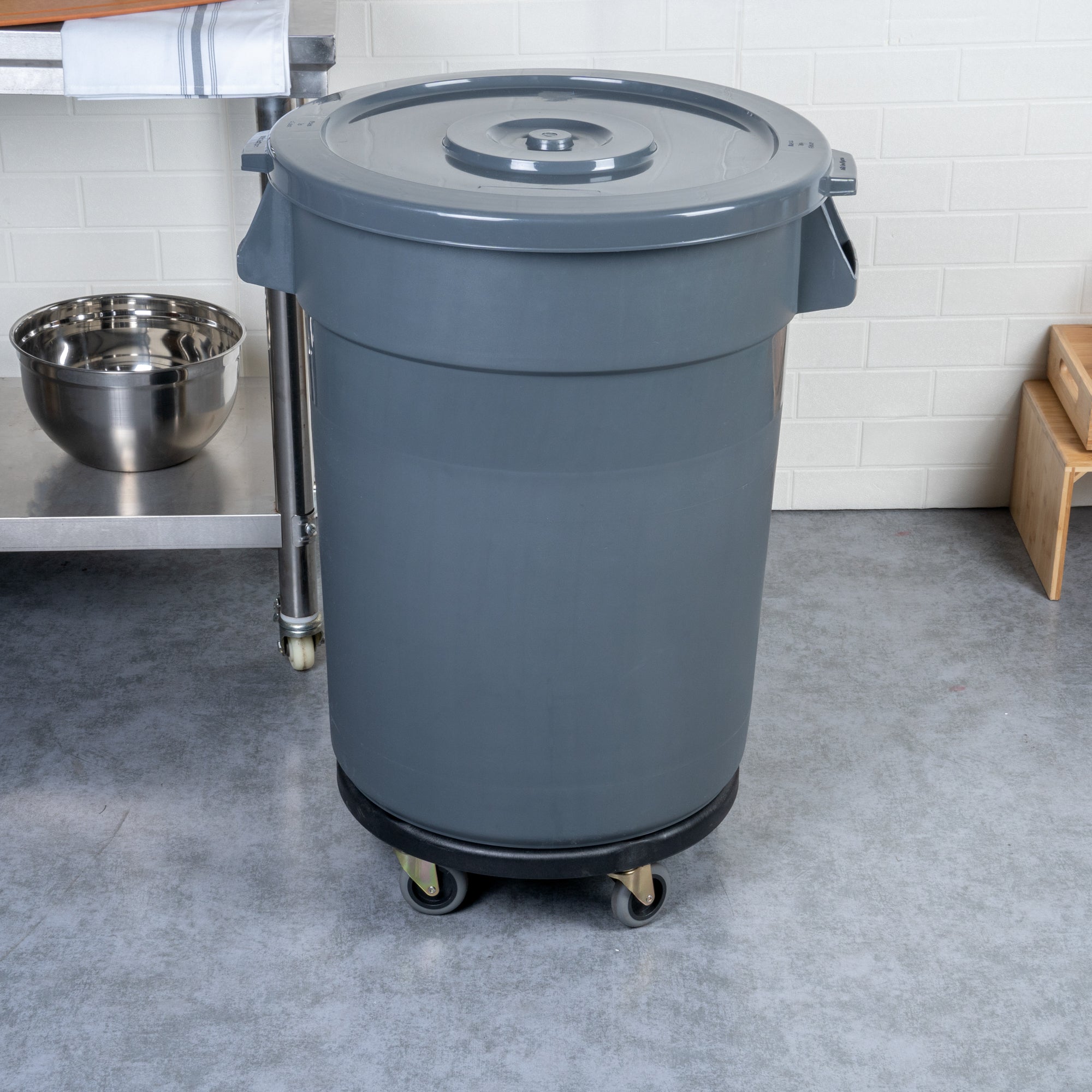 RW Clean Plastic Commercial Trash Can / Ingredient Bin Dolly - Fits 20, 32, 44 and 55 gal - 1 count box