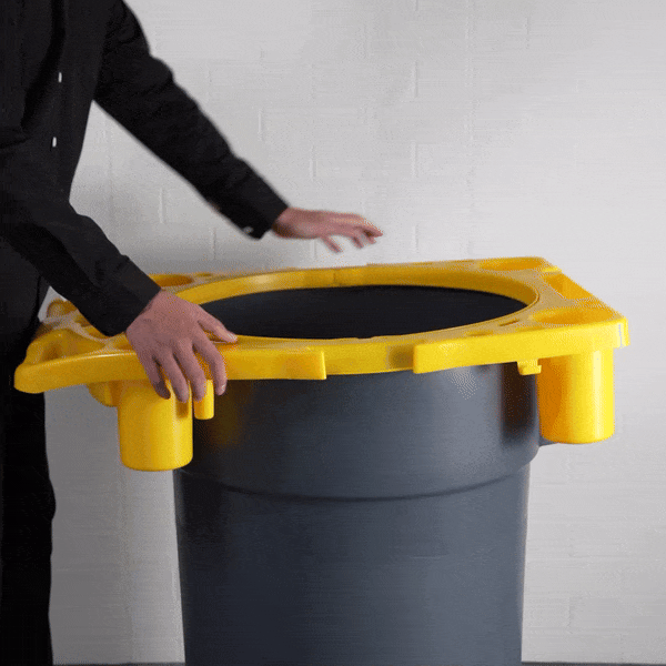 RW Clean Yellow Plastic Commercial Trash Can / Ingredient Bin Caddy - Fits 44 gal - 1 count box