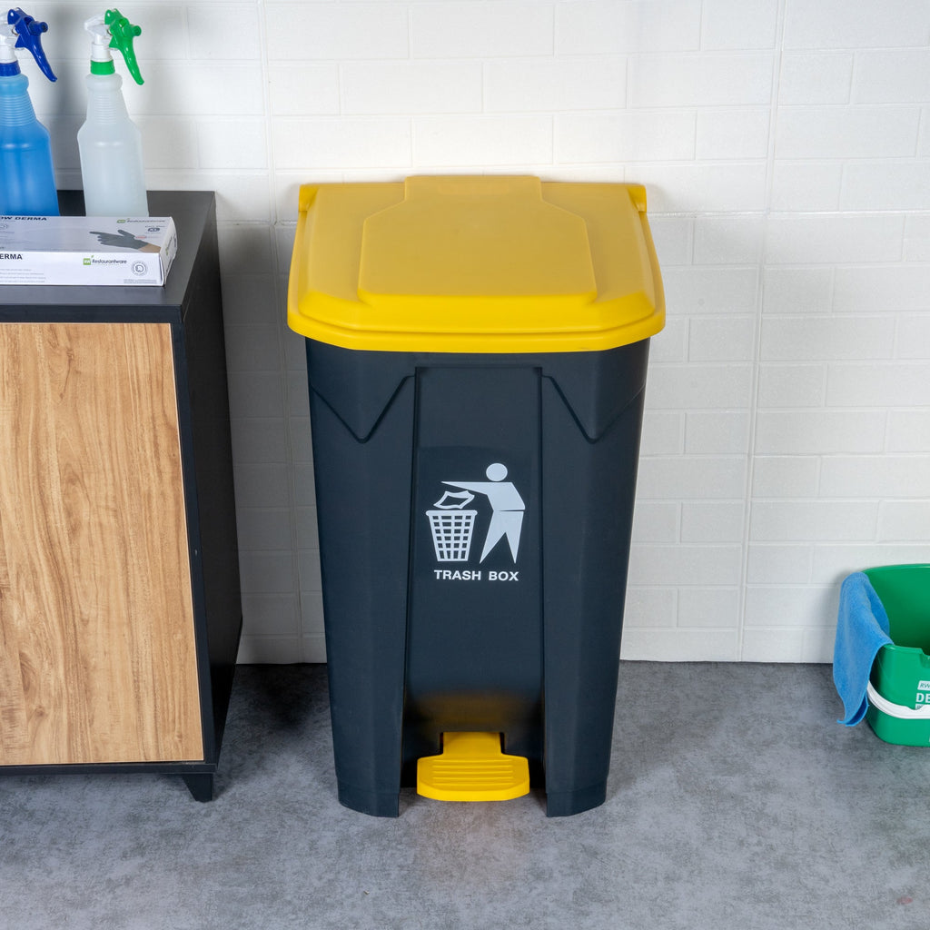 RW Clean 26 gal Dark Gray Plastic Step-On Trash Can - 19 1/2" x 18 3/4" x 33" - 1 count box