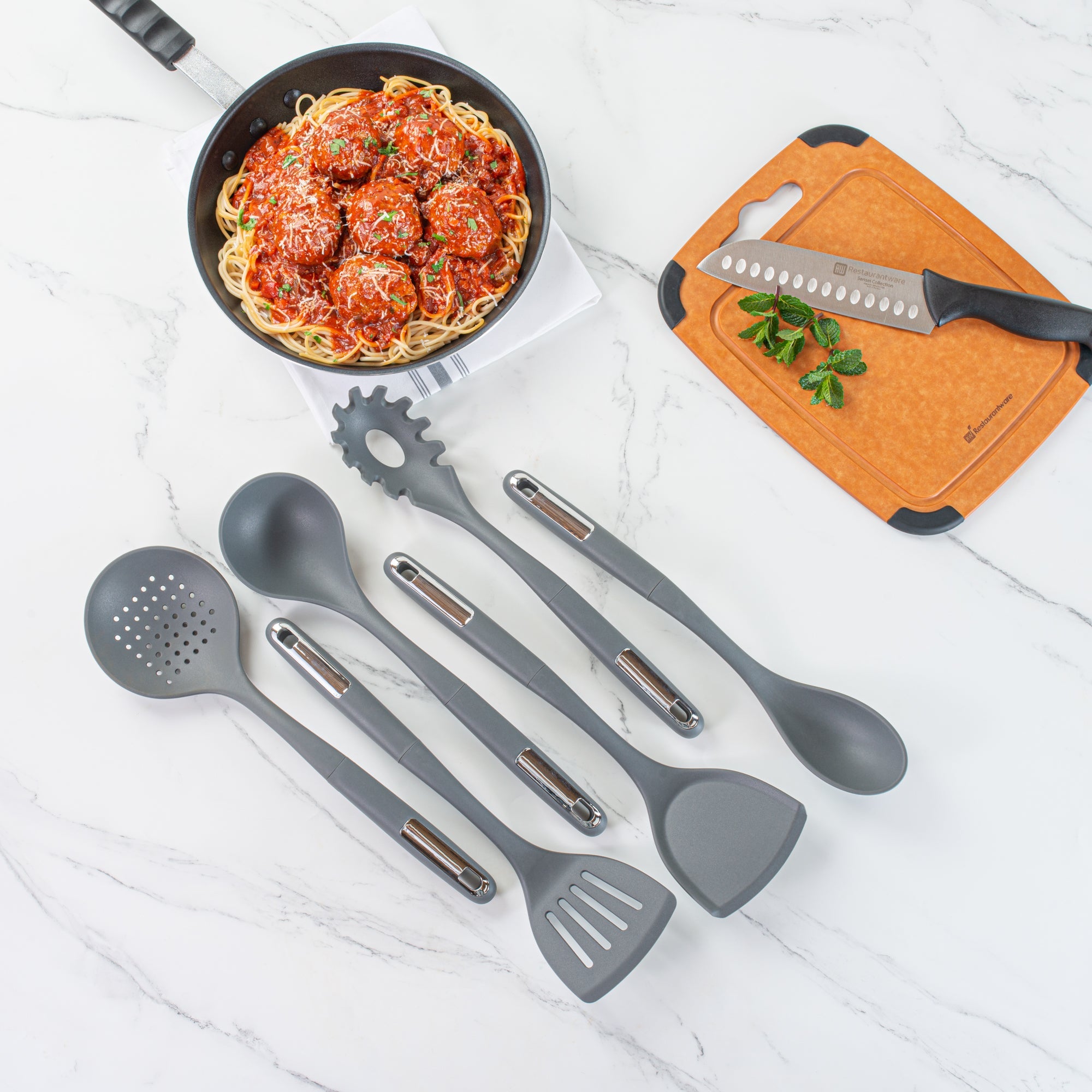 Met Lux Dark Gray Silicone Cooking Utensil Set - 6-Piece - 10 count box