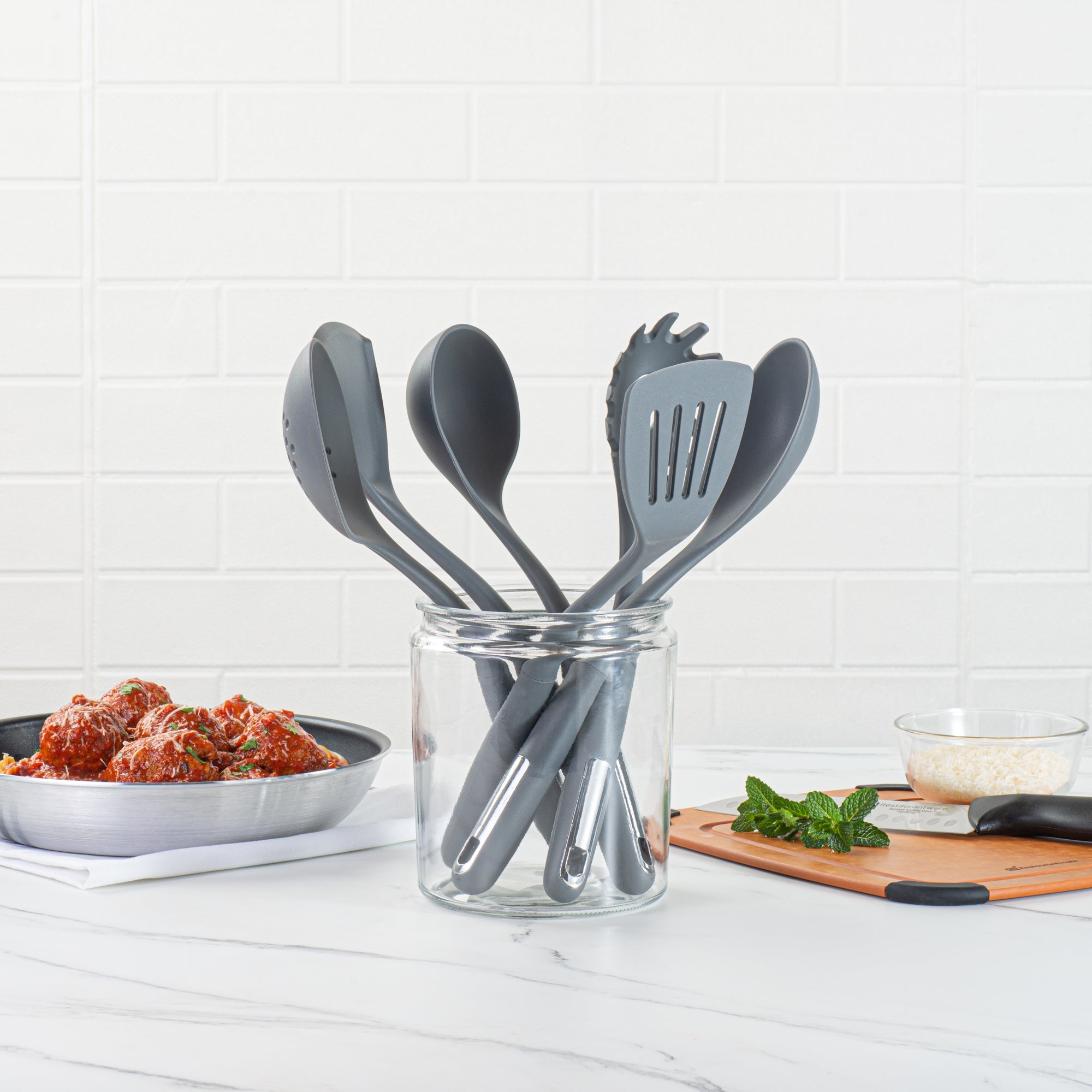Met Lux Dark Gray Silicone Cooking Utensil Set - 6-Piece - 10 count box