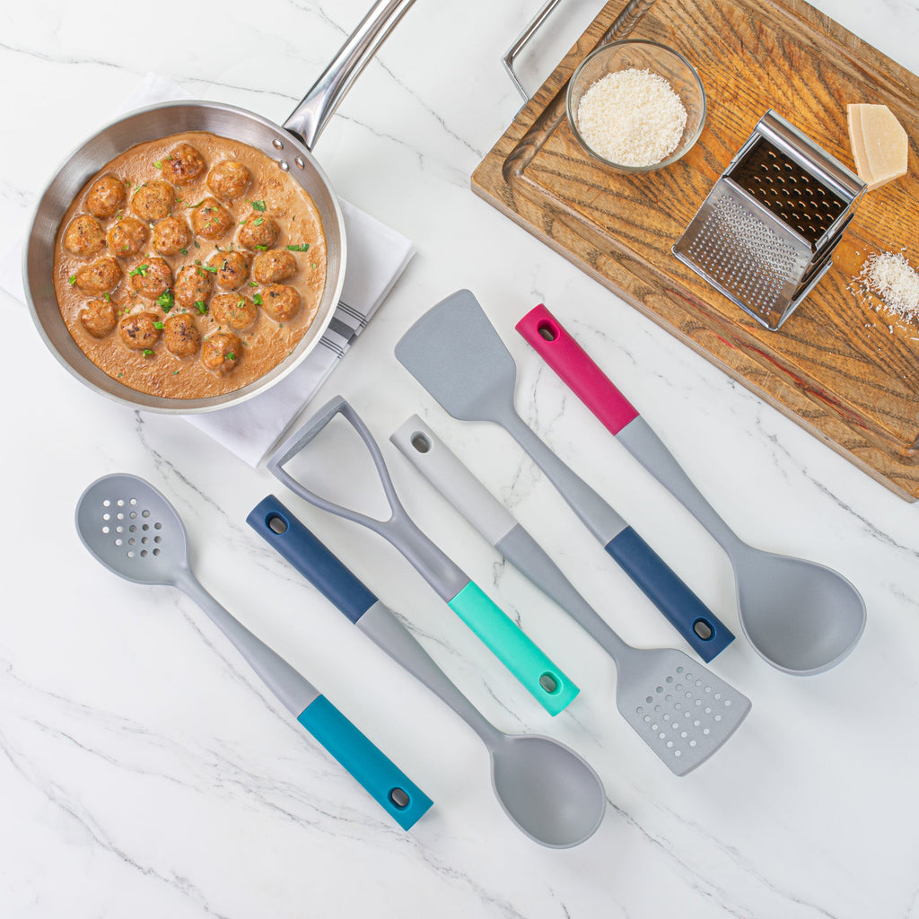 Met Lux Gray and Assorted Nylon High Heat Cooking Utensil Set - 6-Piece - 10 count box