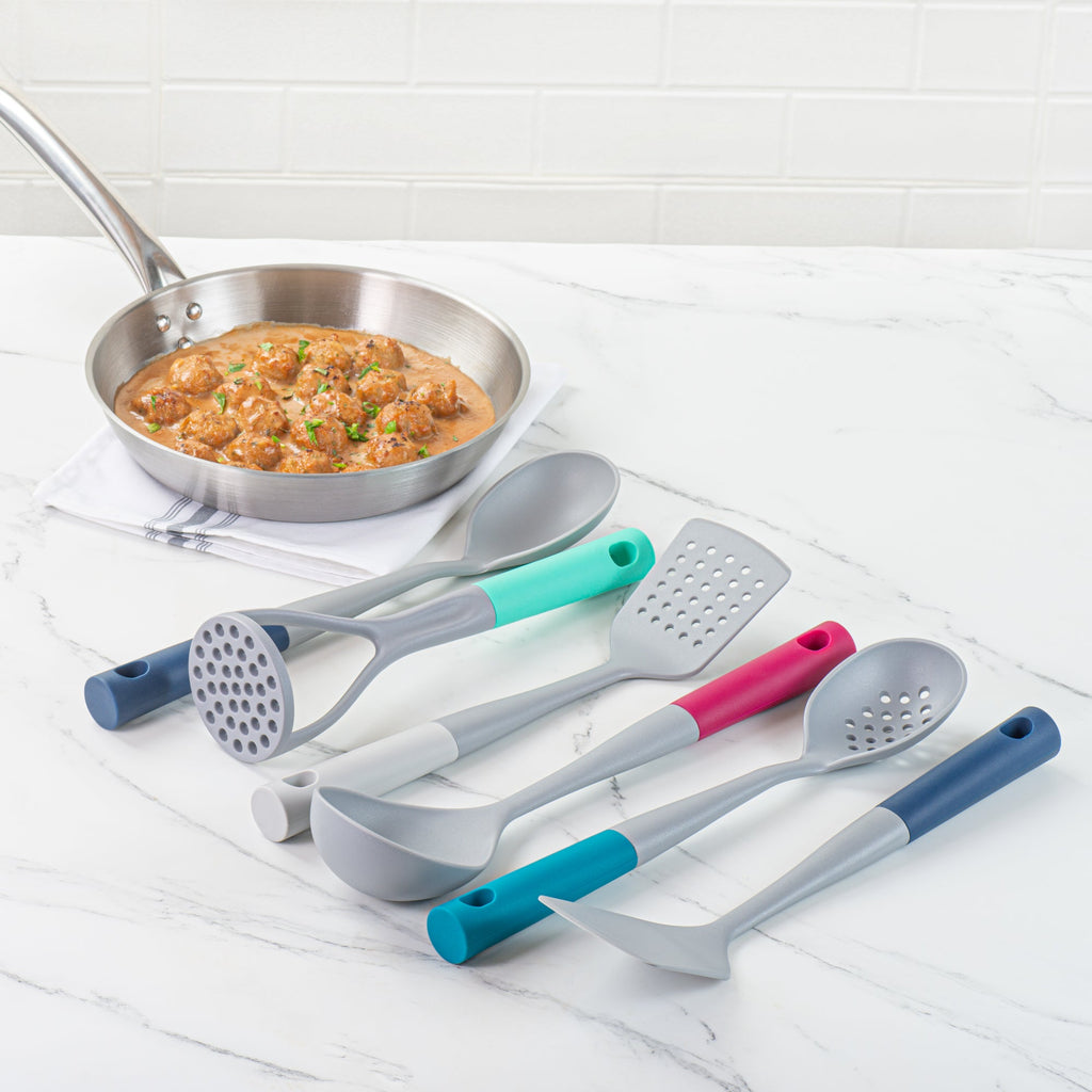 Met Lux Gray and Assorted Nylon High Heat Cooking Utensil Set - 6-Piece - 10 count box