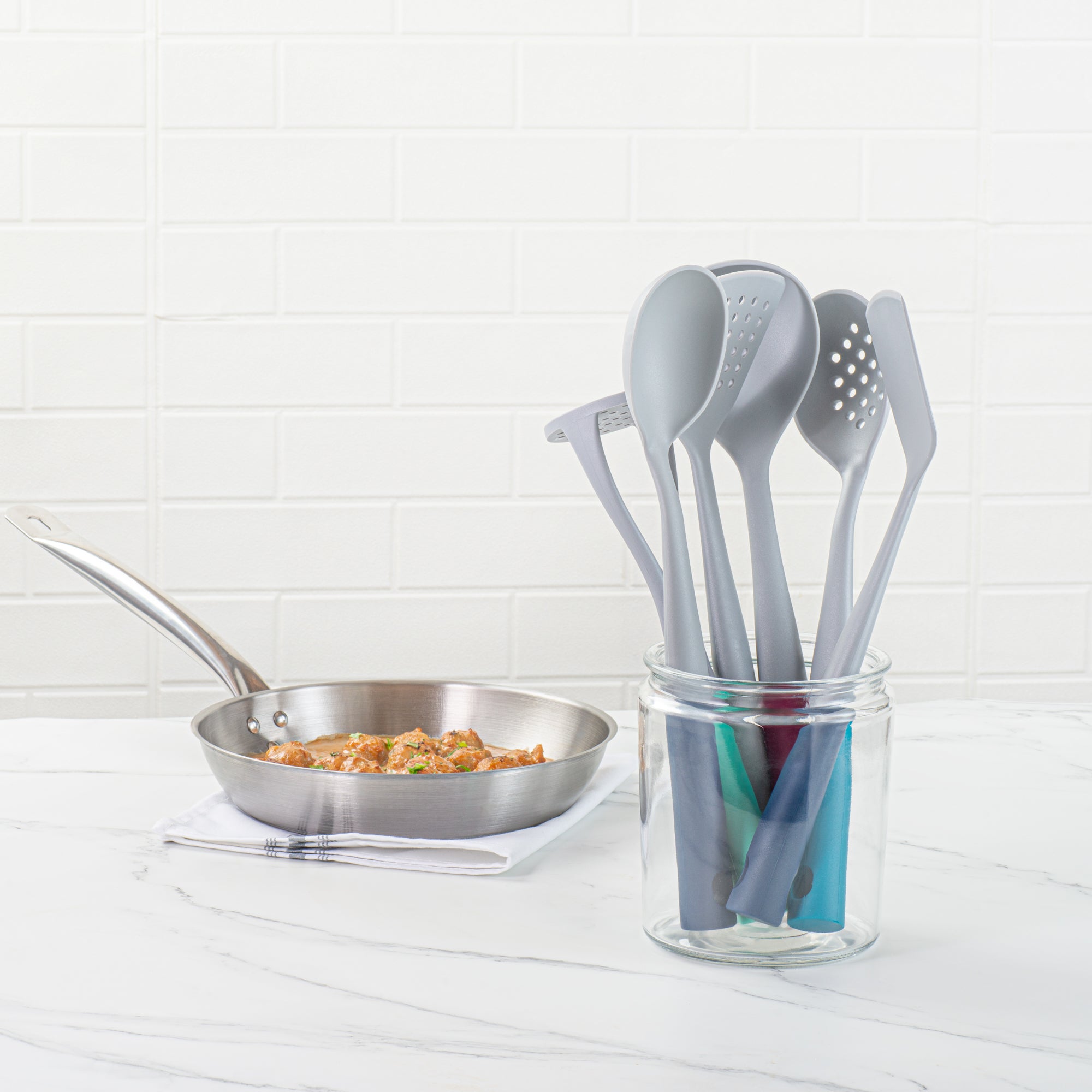 Met Lux Gray and Assorted Nylon High Heat Cooking Utensil Set - 6-Piece - 10 count box