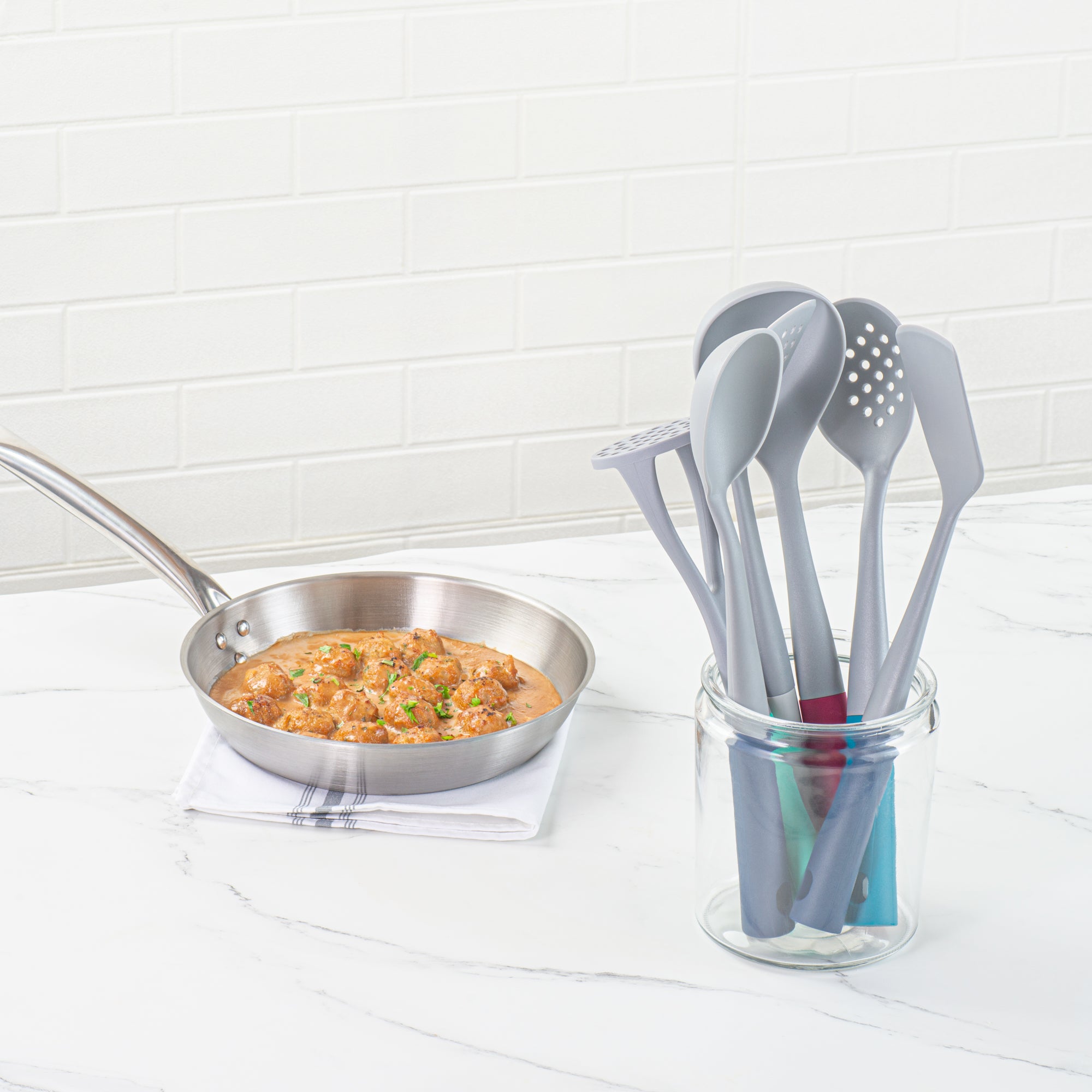 Met Lux Gray and Assorted Nylon High Heat Cooking Utensil Set - 6-Piece - 10 count box