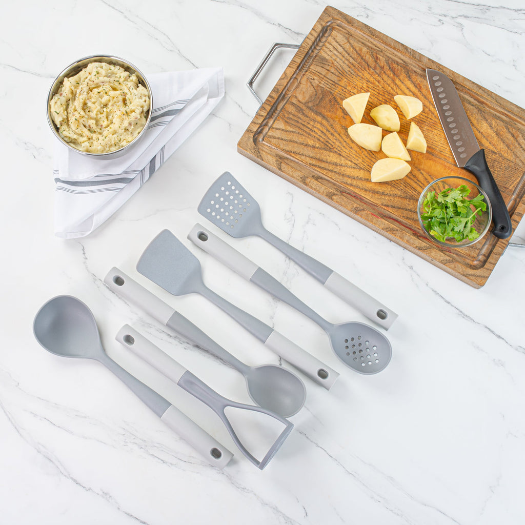 Met Lux Gray and White Nylon High Heat Cooking Utensil Set - 6-Piece - 1 count box