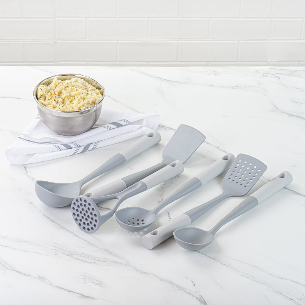 Met Lux Gray and White Nylon High Heat Cooking Utensil Set - 6-Piece - 1 count box