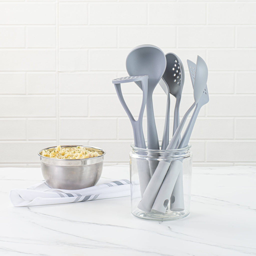 Met Lux Gray and White Nylon High Heat Cooking Utensil Set - 6-Piece - 1 count box