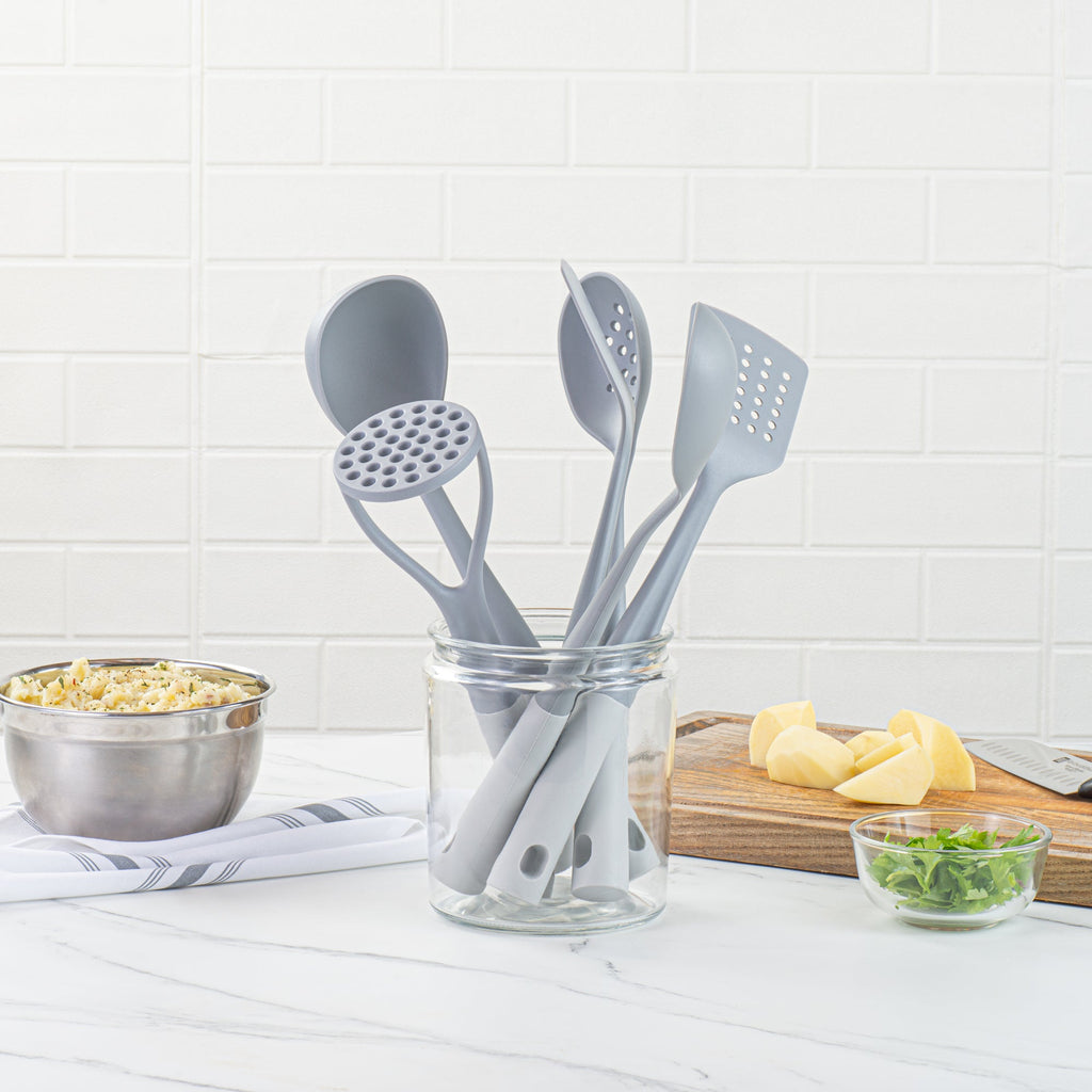 Met Lux Gray and White Nylon High Heat Cooking Utensil Set - 6-Piece - 1 count box