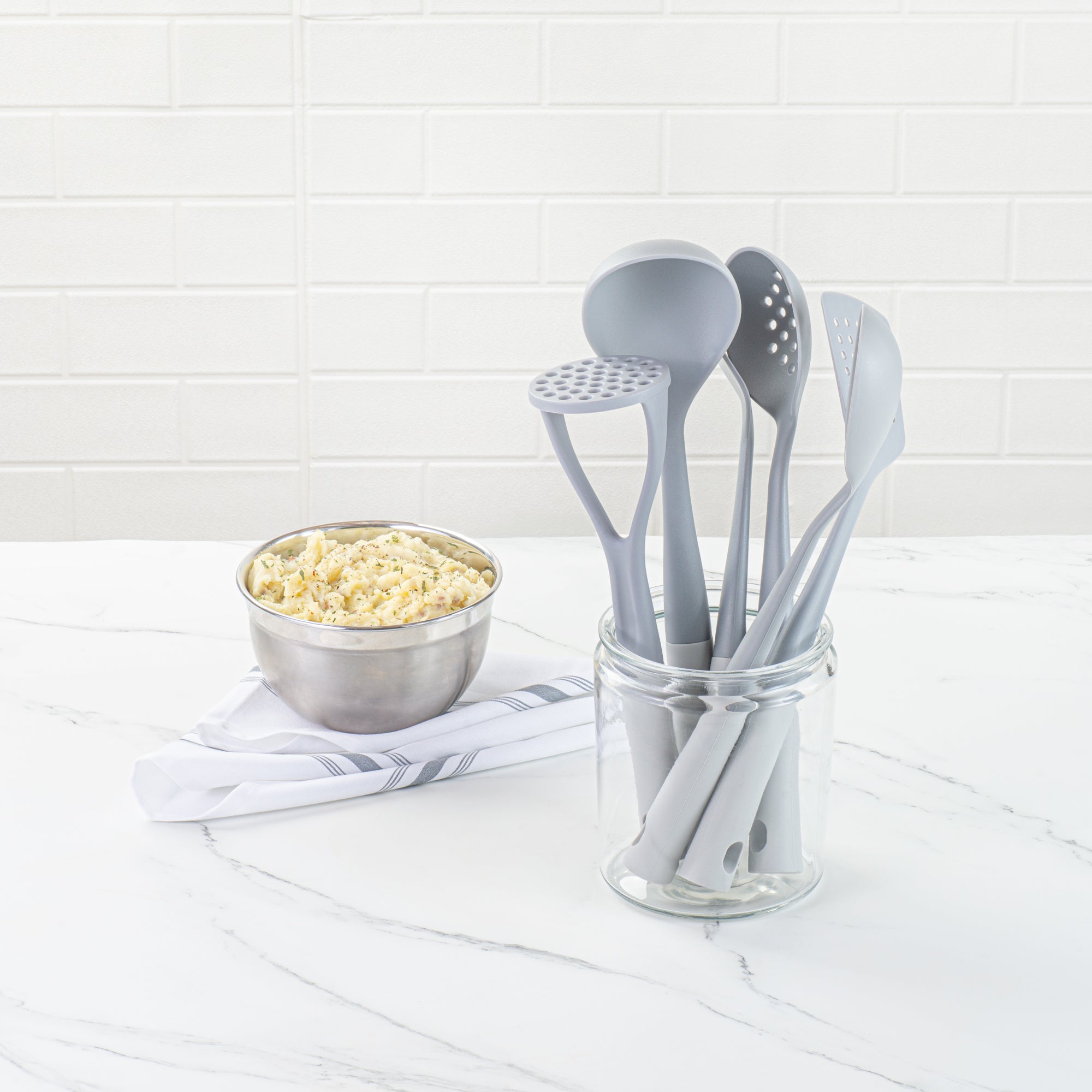 Met Lux Gray and White Nylon High Heat Cooking Utensil Set - 6-Piece - 10 count box