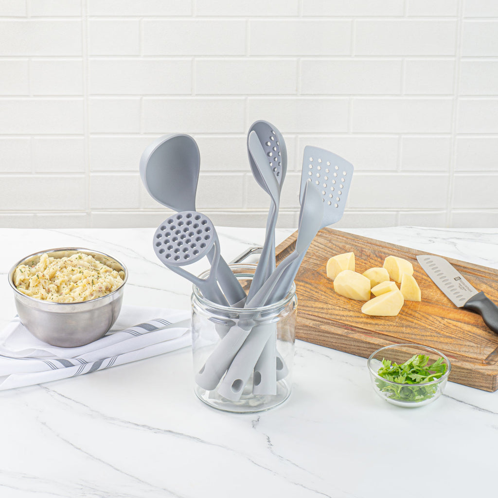 Met Lux Gray and White Nylon High Heat Cooking Utensil Set - 6-Piece - 10 count box