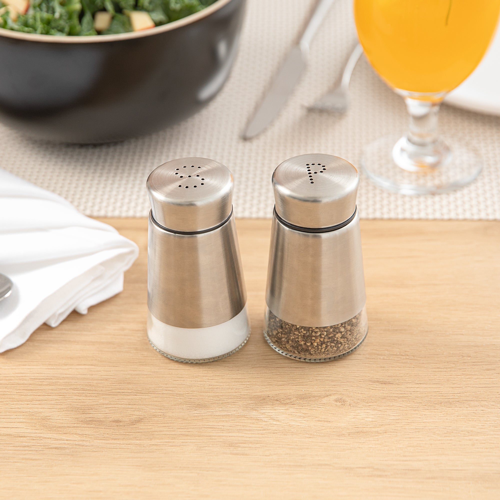 Met Lux 2 oz Stainless Steel Salt and Pepper Shaker Set - 1 count box