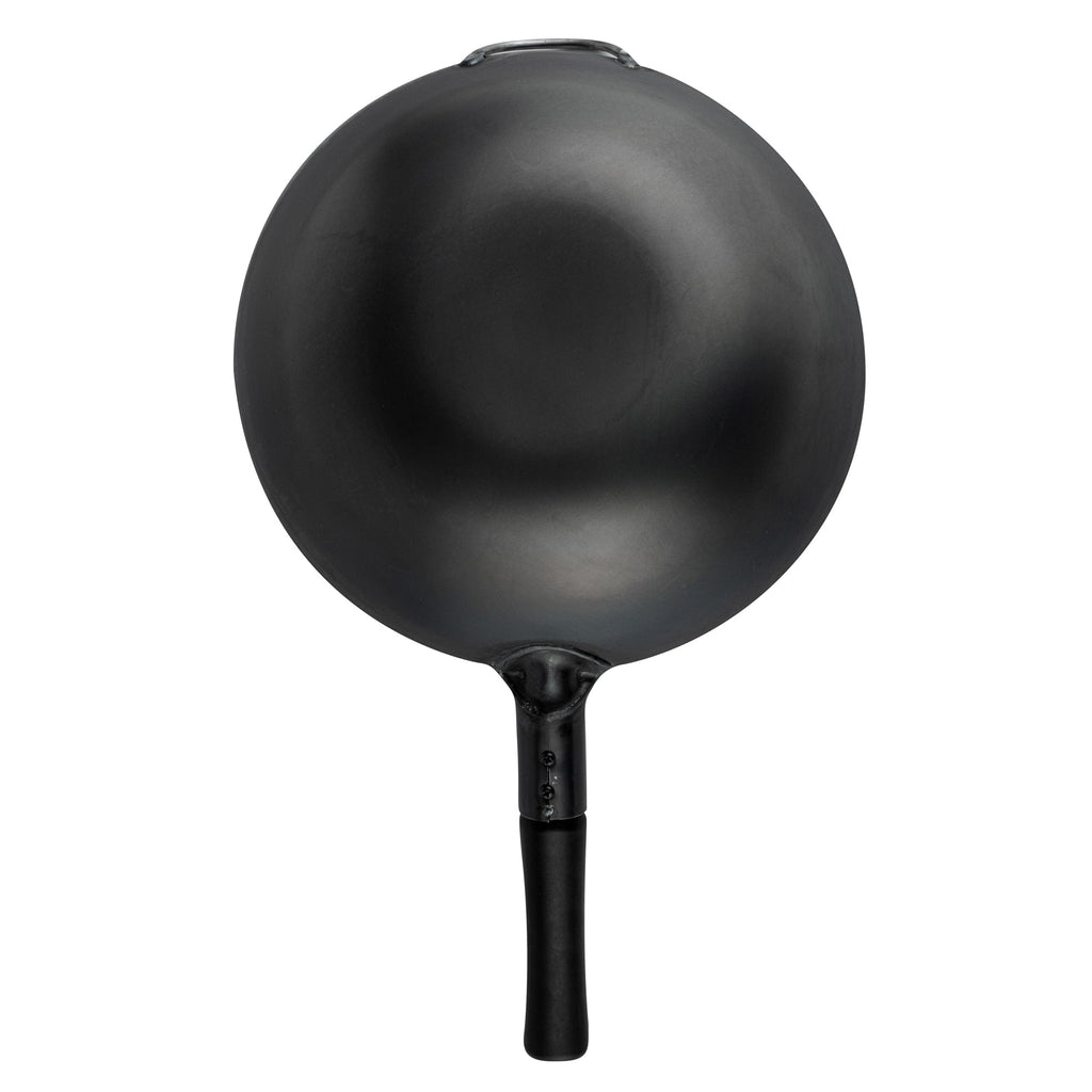 Motomori 14" Black Carbon Steel Flat Bottom Wok / Stir Fry Pan - Pre-seasoned, with Wooden Handle - 10 count box