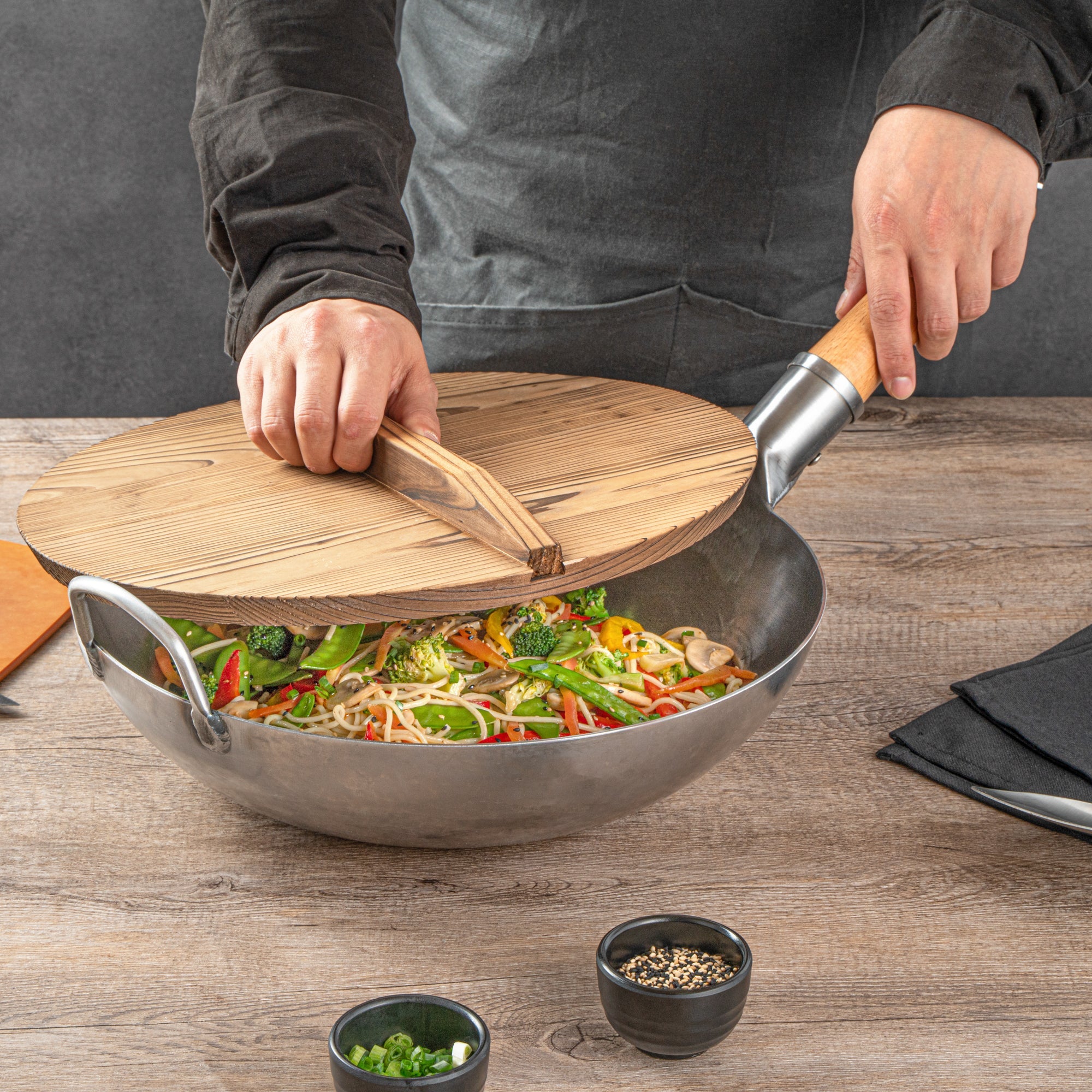 Motomori 12" Handmade Lightweight Wood Wok Lid - 1 count box