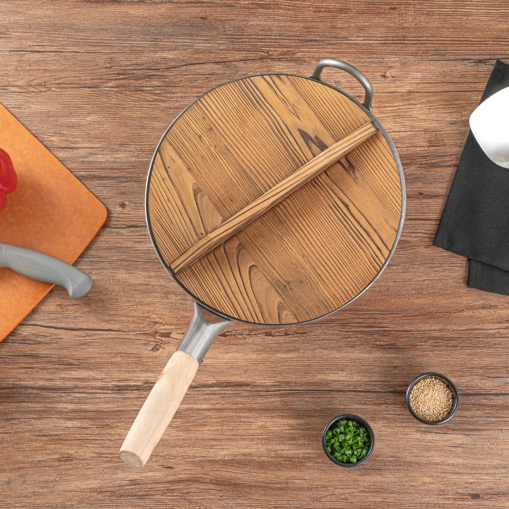 Motomori 12" Handmade Lightweight Wood Wok Lid - 10 count box