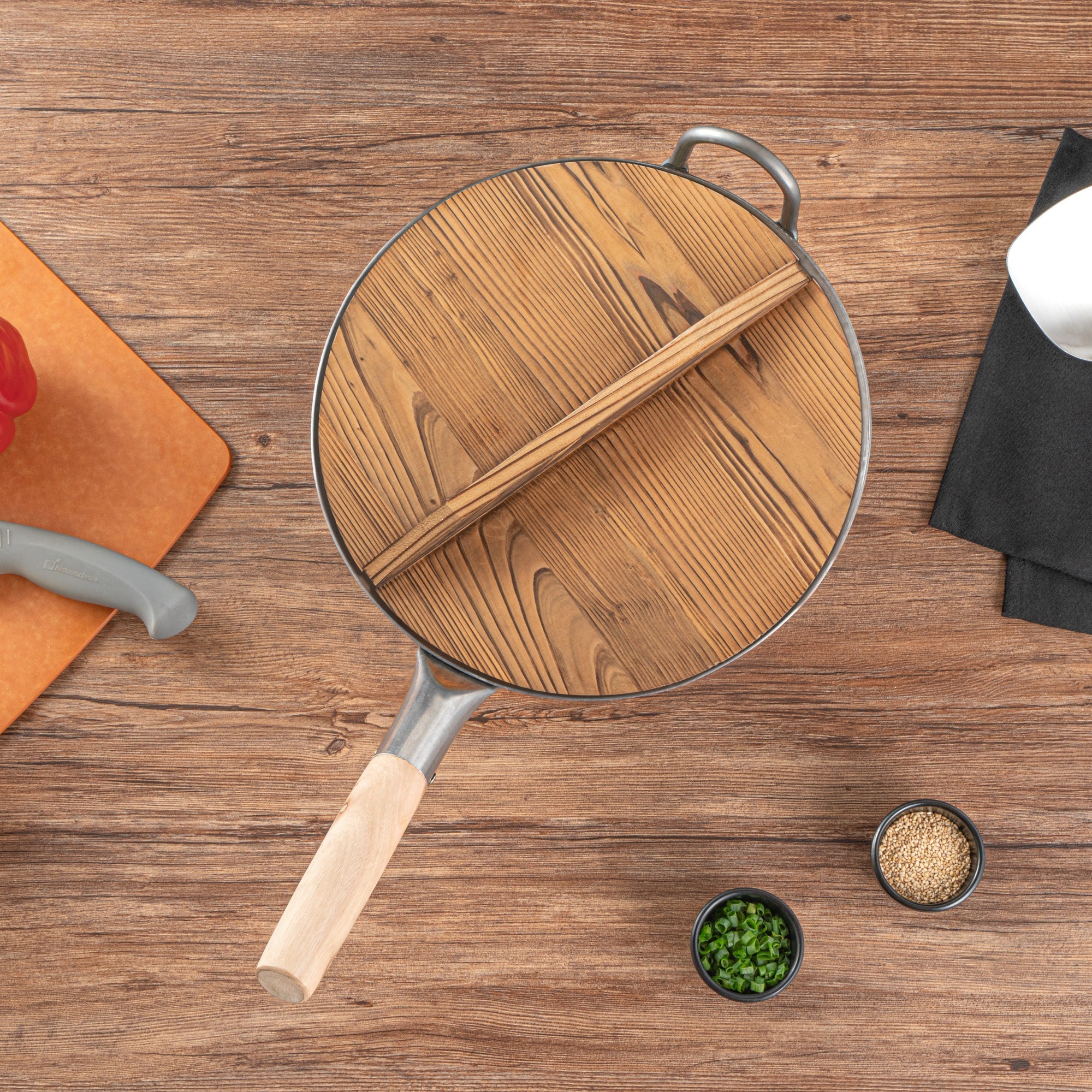 Motomori 12" Handmade Lightweight Wood Wok Lid - 10 count box