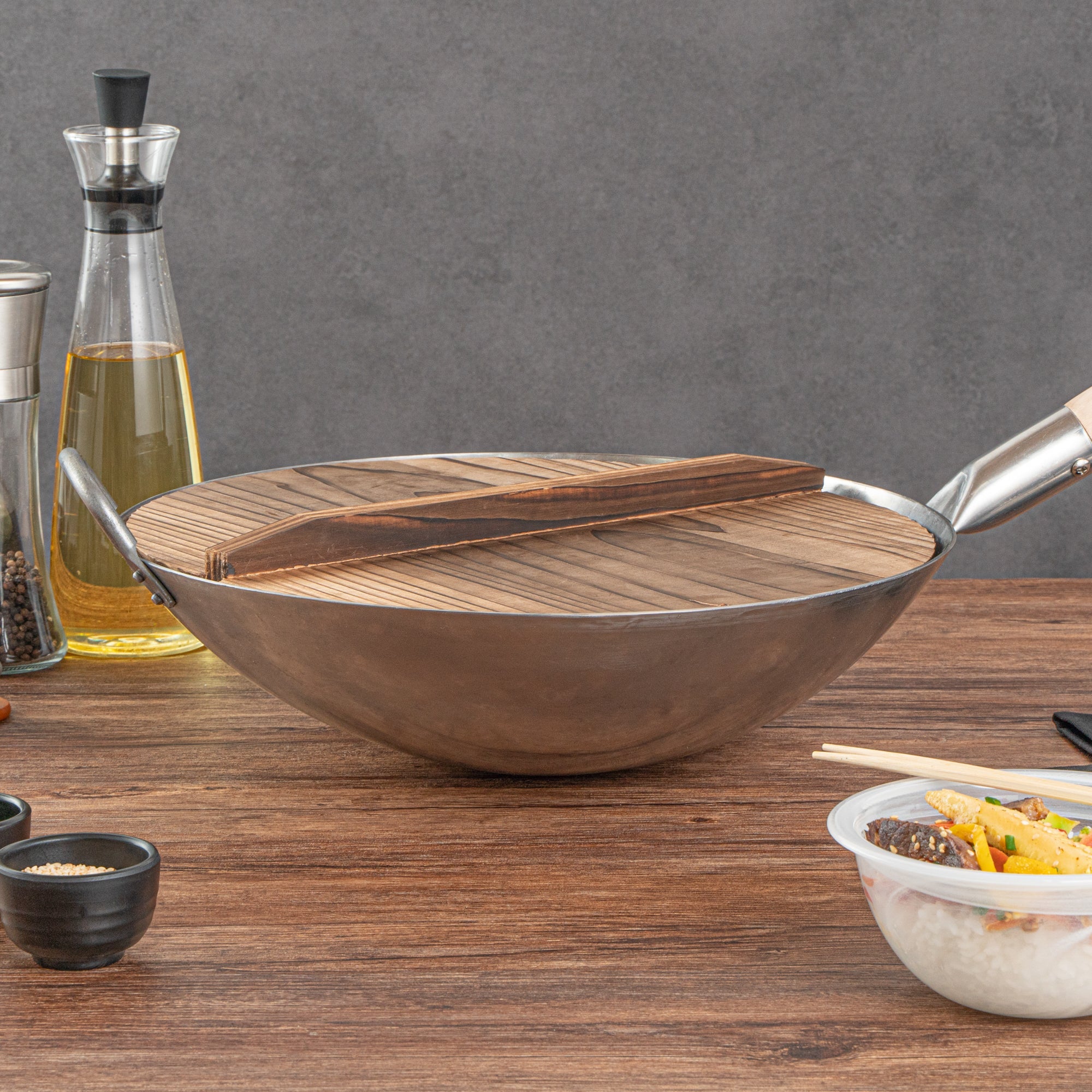 Motomori 14" Handmade Lightweight Wood Wok Lid - 1 count box