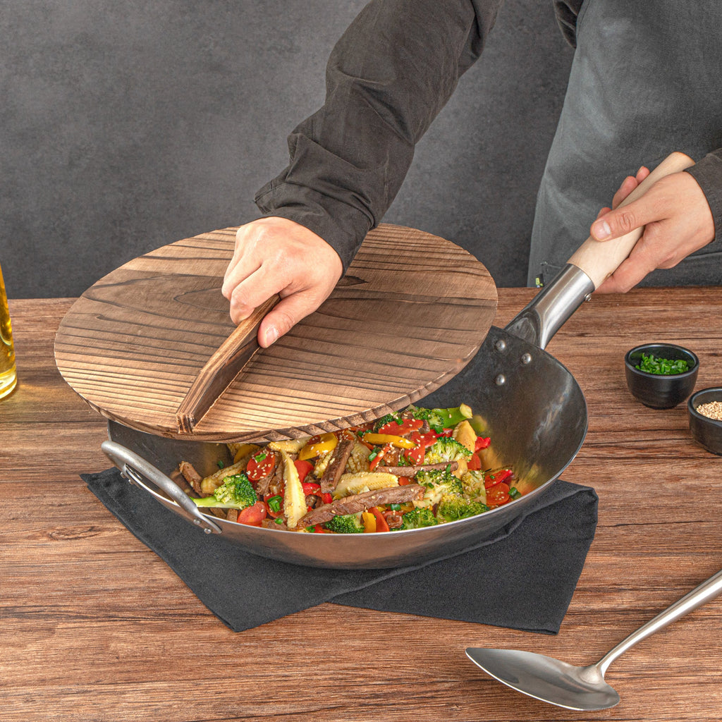 Motomori 14" Handmade Lightweight Wood Wok Lid - 1 count box