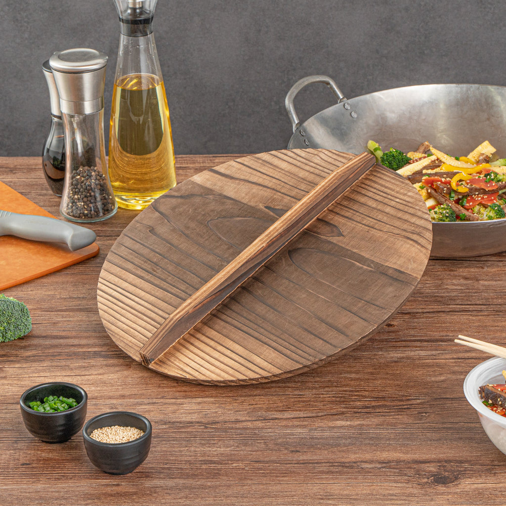 Motomori 14" Handmade Lightweight Wood Wok Lid - 10 count box