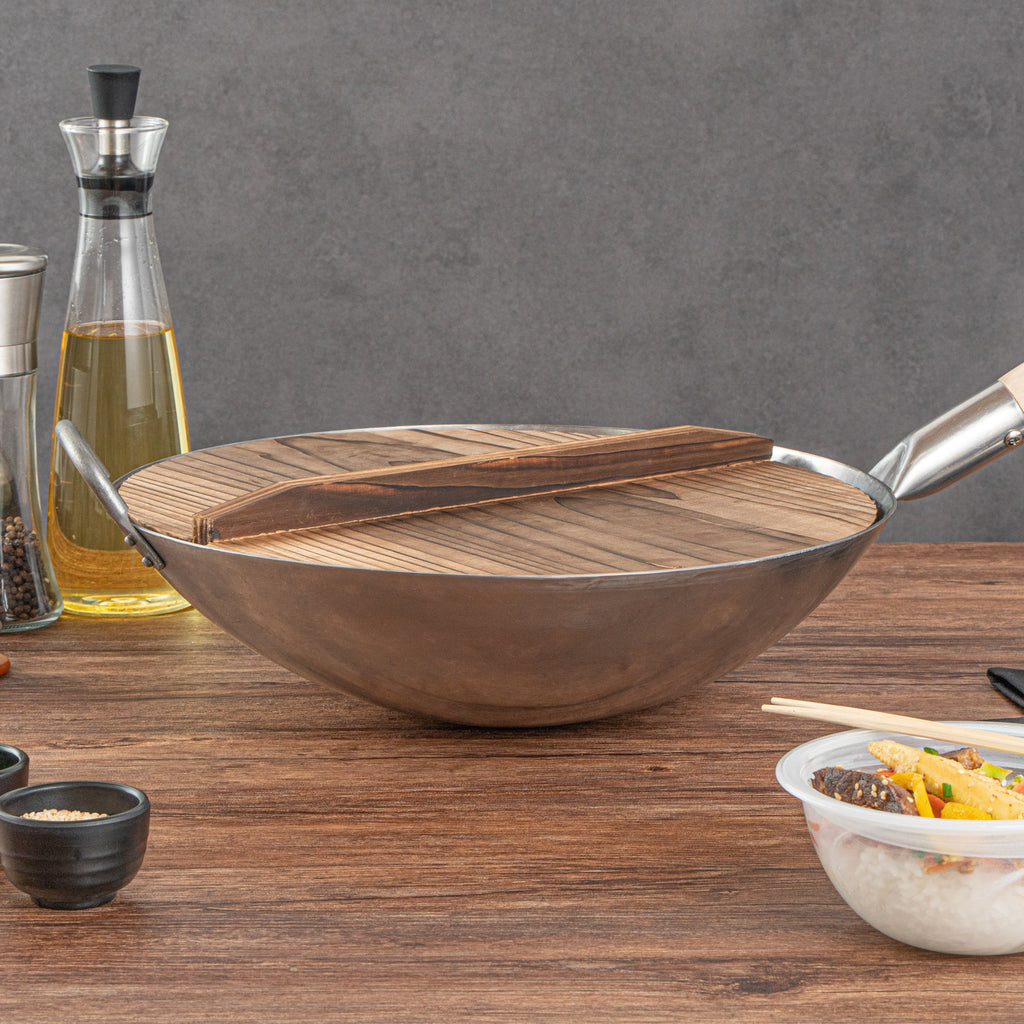 Motomori 14" Handmade Lightweight Wood Wok Lid - 10 count box