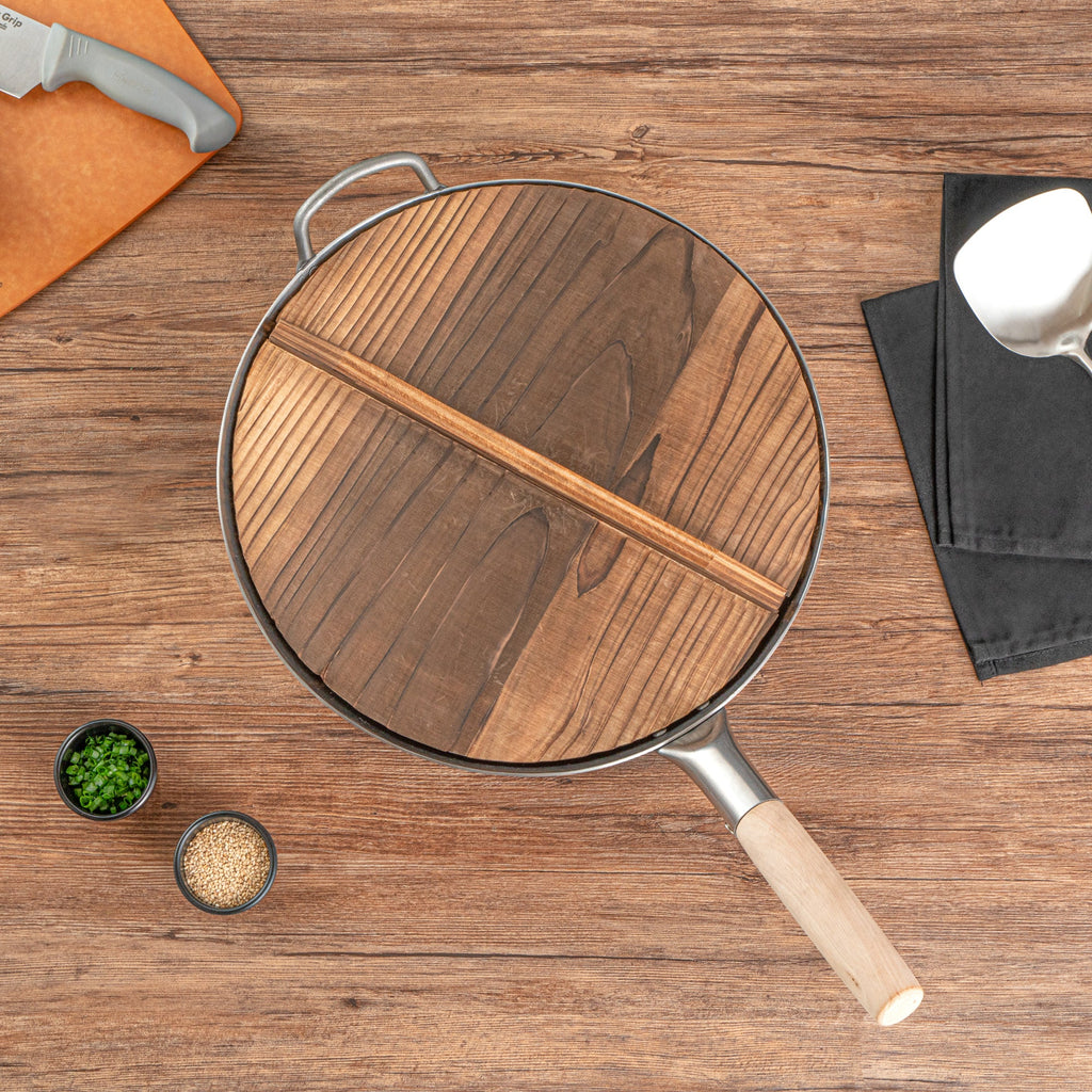 Motomori 14" Handmade Lightweight Wood Wok Lid - 10 count box