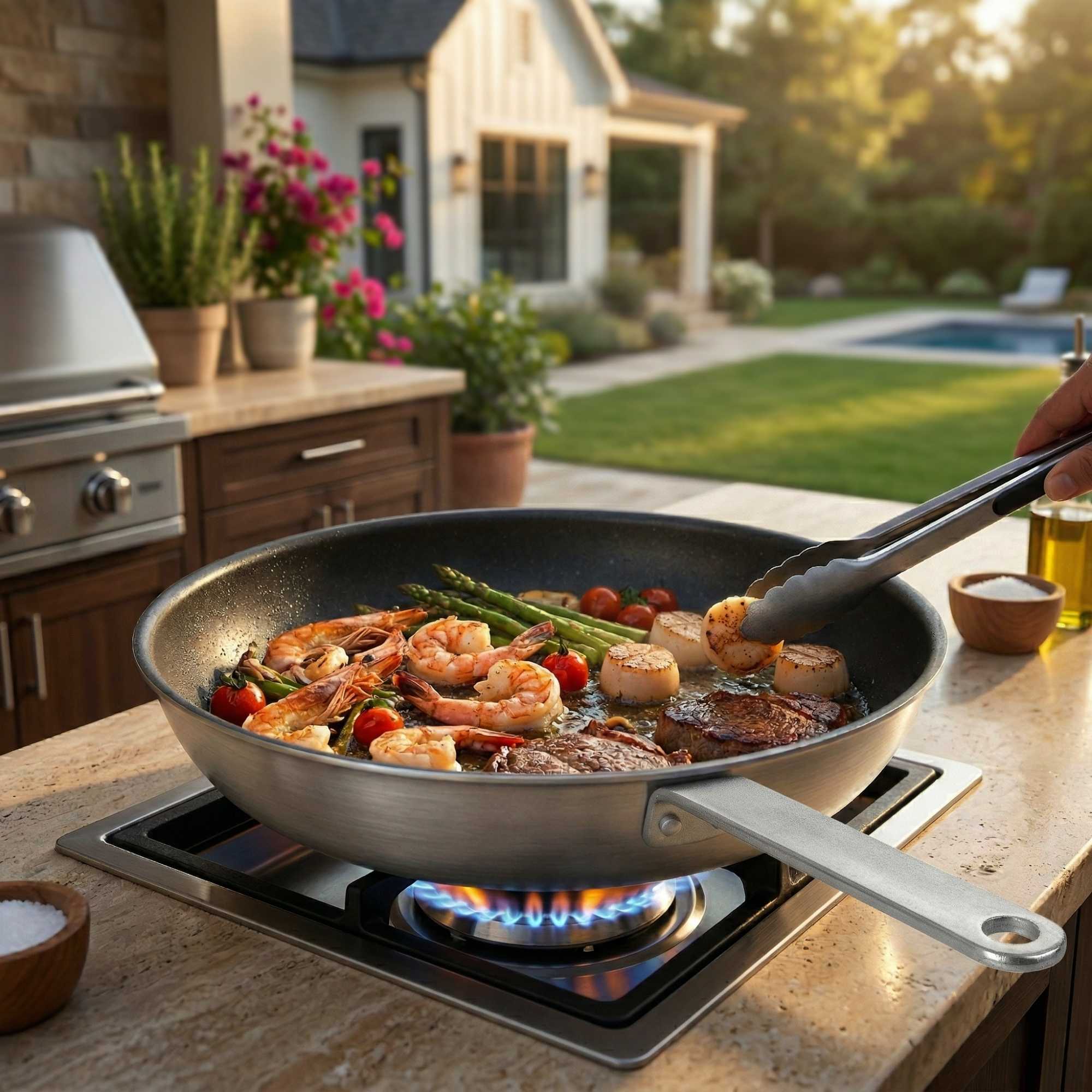 Met Lux Aluminum 14" Fry Pan - Non-Stick - 6 count box