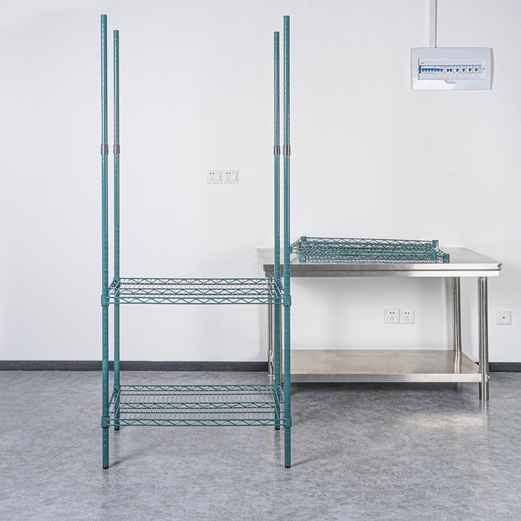Chef 101 74" NSF Green Epoxy Stationary Shelving Post - with Leveling Foot, Corrosion-Resistant - 4 count box
