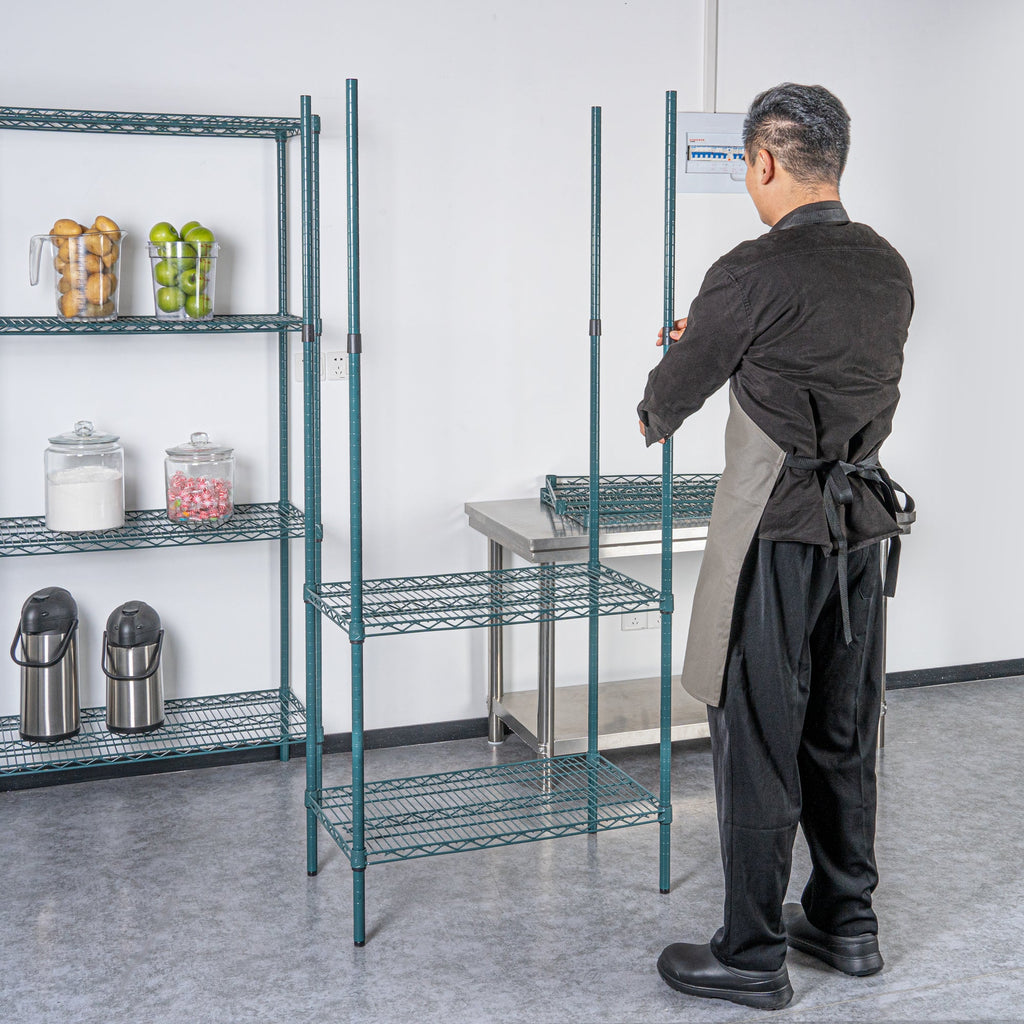 Chef 101 74" NSF Green Epoxy Stationary Shelving Post - with Leveling Foot, Corrosion-Resistant - 4 count box