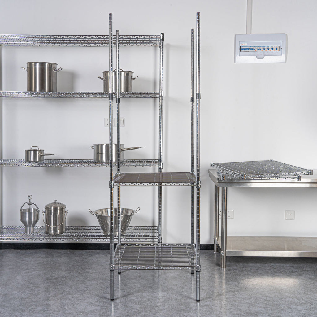 Chef 101 74" NSF Chrome Stationary Shelving Post - with Leveling Foot - 4 count box
