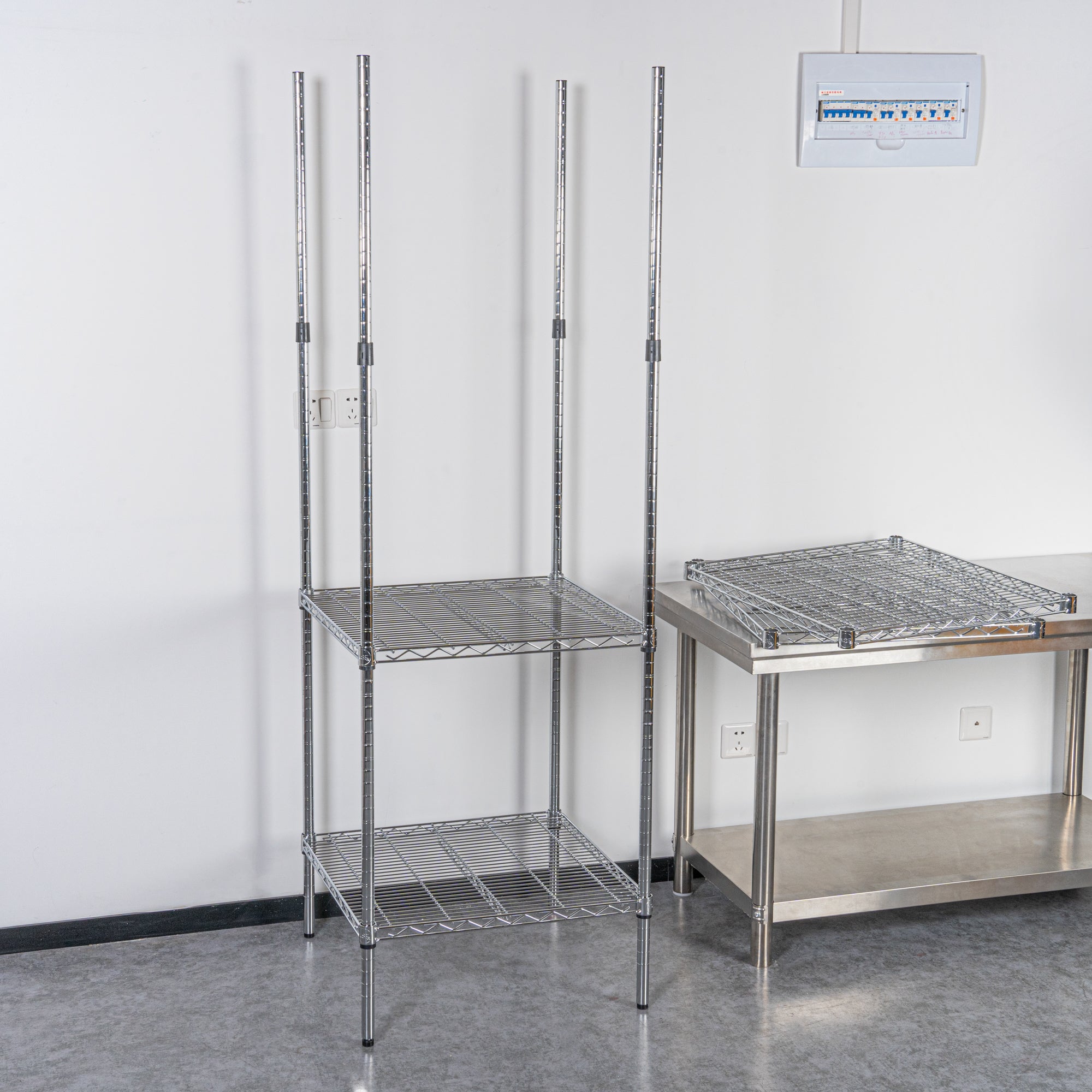 Chef 101 74" NSF Chrome Stationary Shelving Post - with Leveling Foot - 4 count box