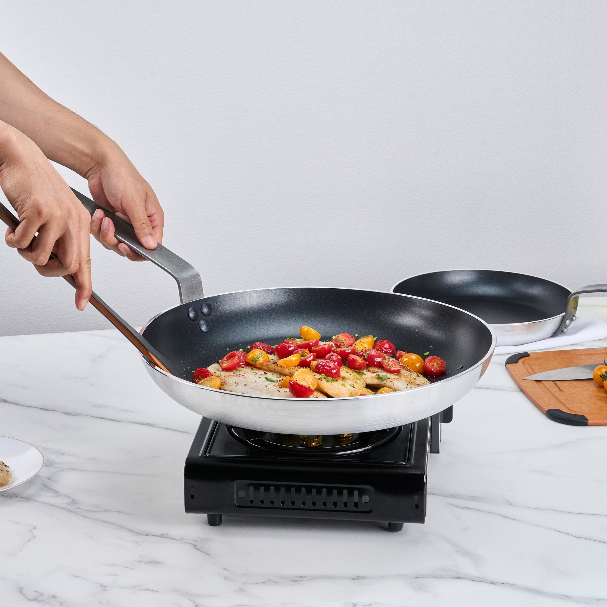 Met Lux Aluminum 16" Fry Pan - Non-Stick, Induction Ready, Heavy Duty - 6 count box