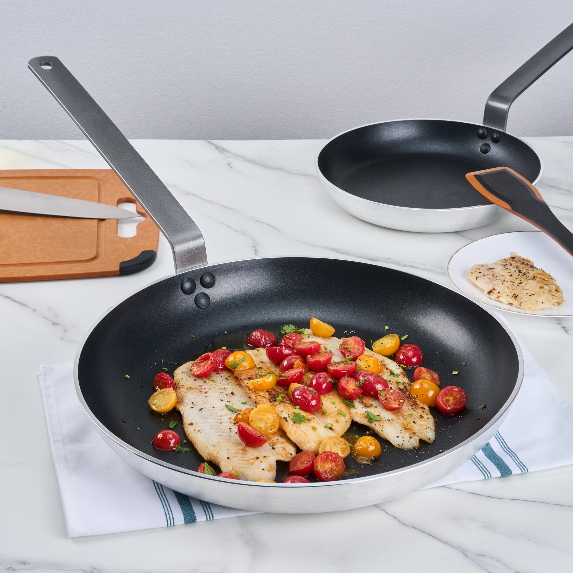 Met Lux Aluminum 16" Fry Pan - Non-Stick, Induction Ready, Heavy Duty - 6 count box