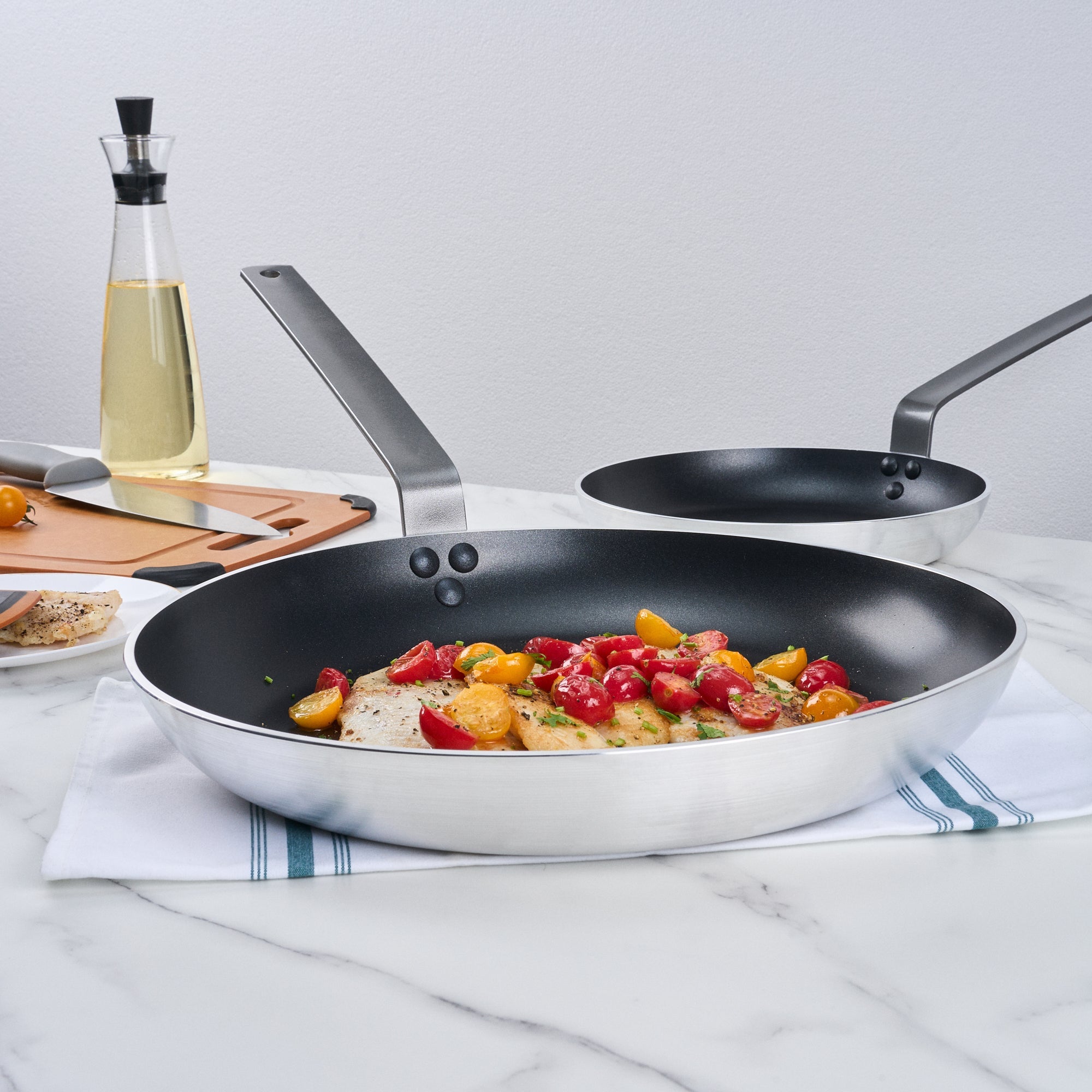 Met Lux Aluminum 16" Fry Pan - Non-Stick, Induction Ready, Heavy Duty - 6 count box