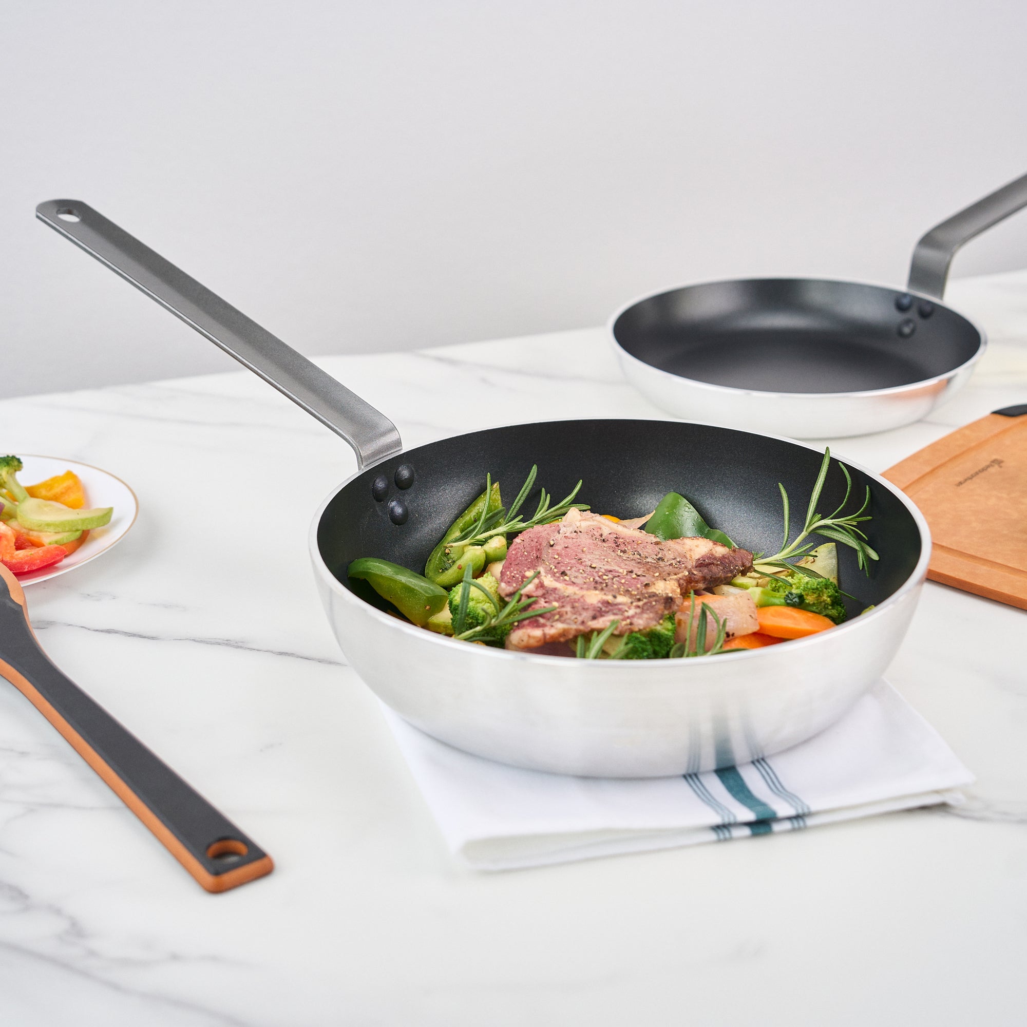 Met Lux Aluminum 11" Deep Fry Pan - Non-Stick, Induction Ready, Heavy Duty - 6 count box
