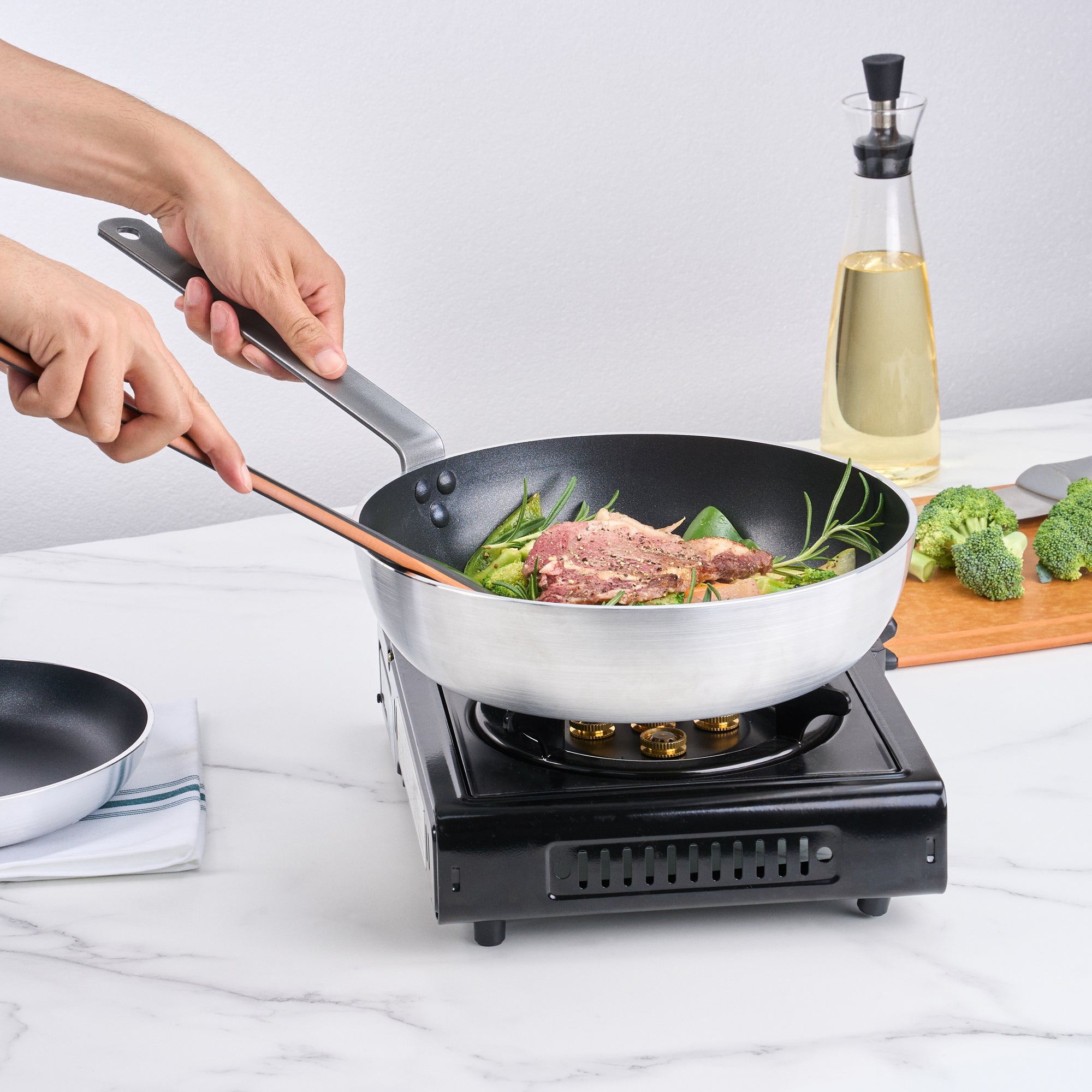 Met Lux Aluminum 11" Deep Fry Pan - Non-Stick, Induction Ready, Heavy Duty - 6 count box