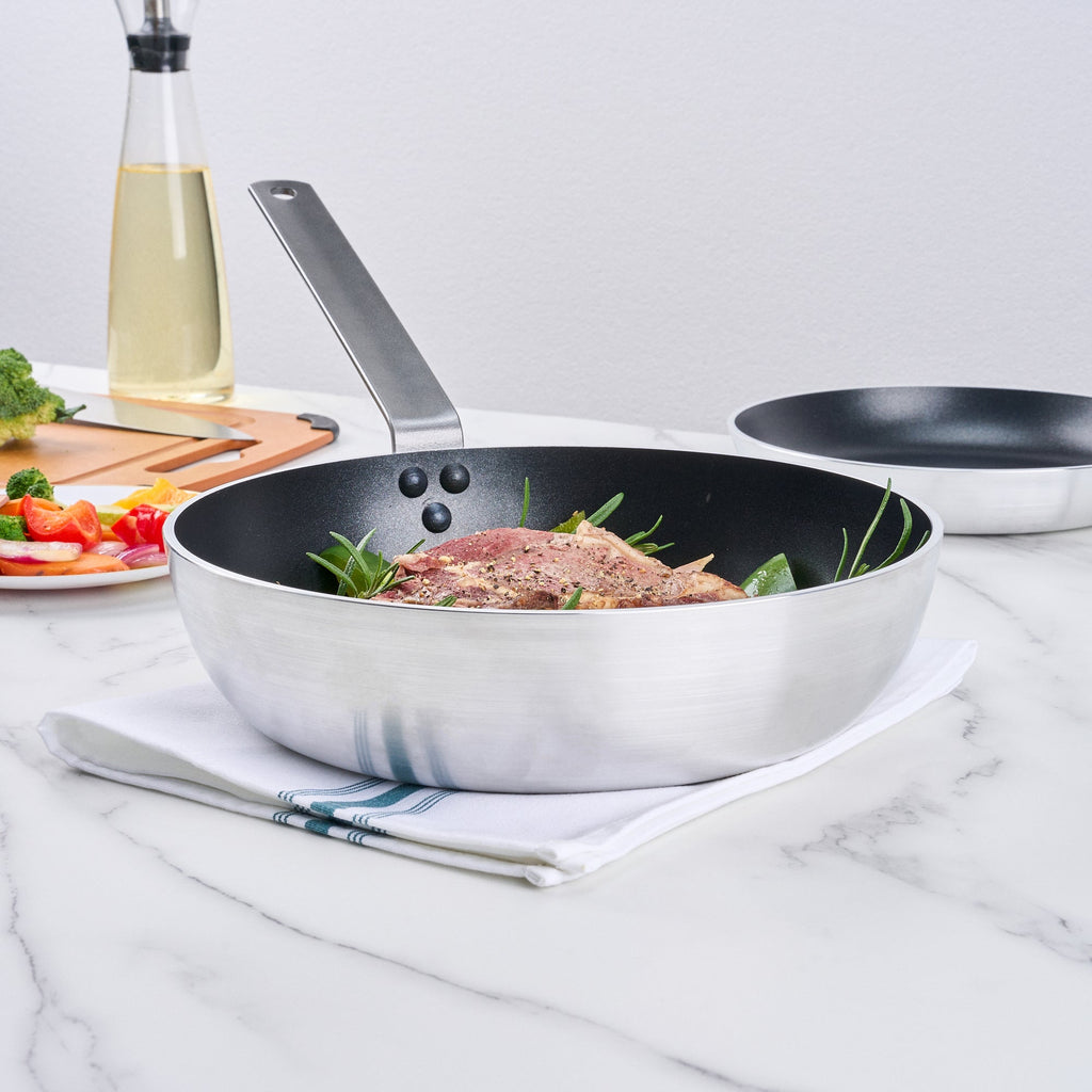 Met Lux Aluminum 11" Deep Fry Pan - Non-Stick, Induction Ready, Heavy Duty - 6 count box