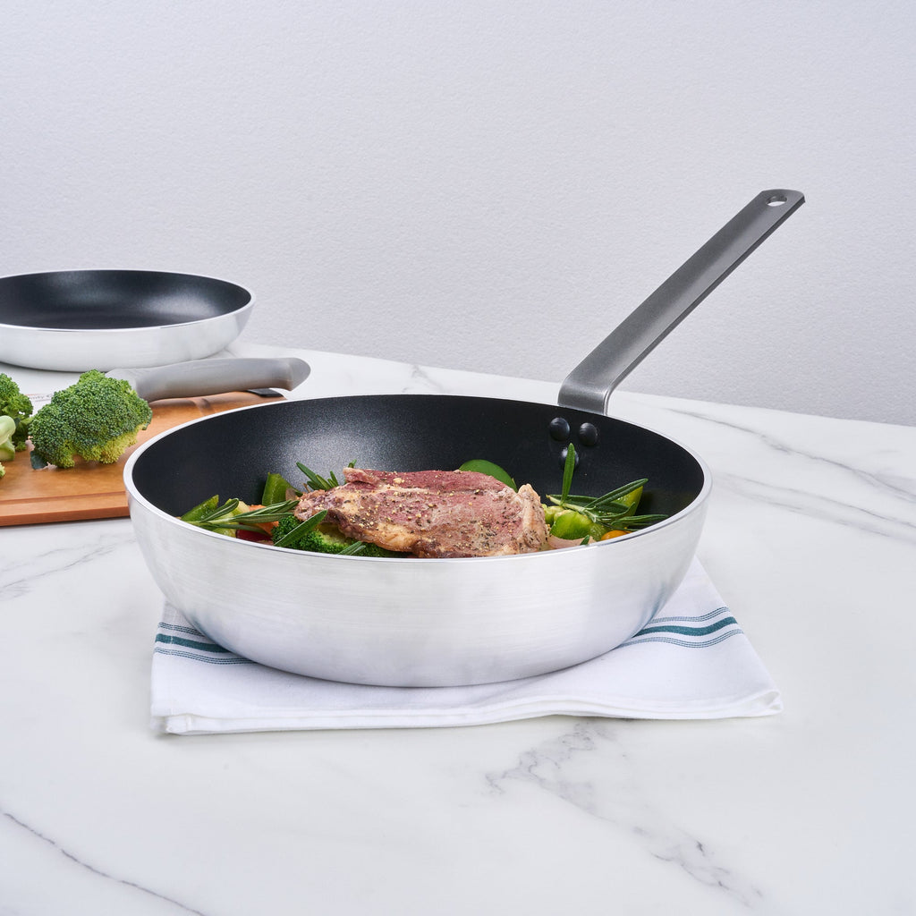 Met Lux Aluminum 11" Deep Fry Pan - Non-Stick, Induction Ready, Heavy Duty - 6 count box