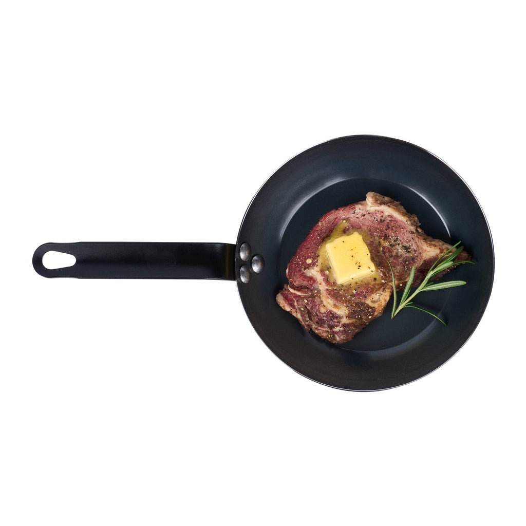 Met Lux Black Carbon Steel 8" Fry Pan - 6 count box