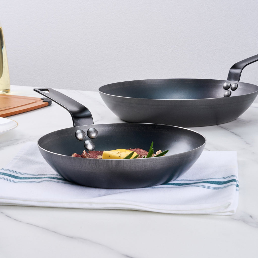 Met Lux Black Carbon Steel 8" Fry Pan - 6 count box