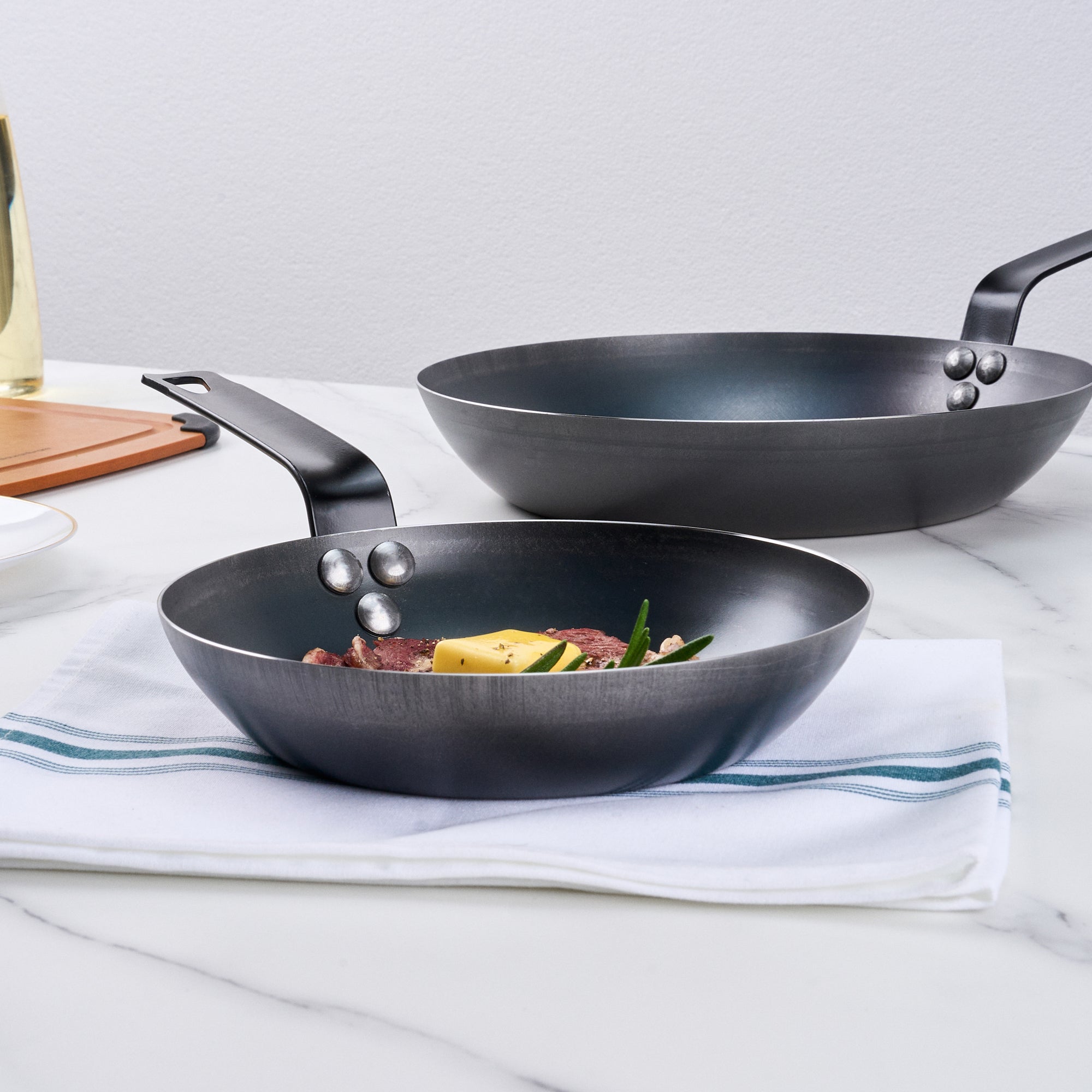 Met Lux Black Carbon Steel 8" Fry Pan - 6 count box