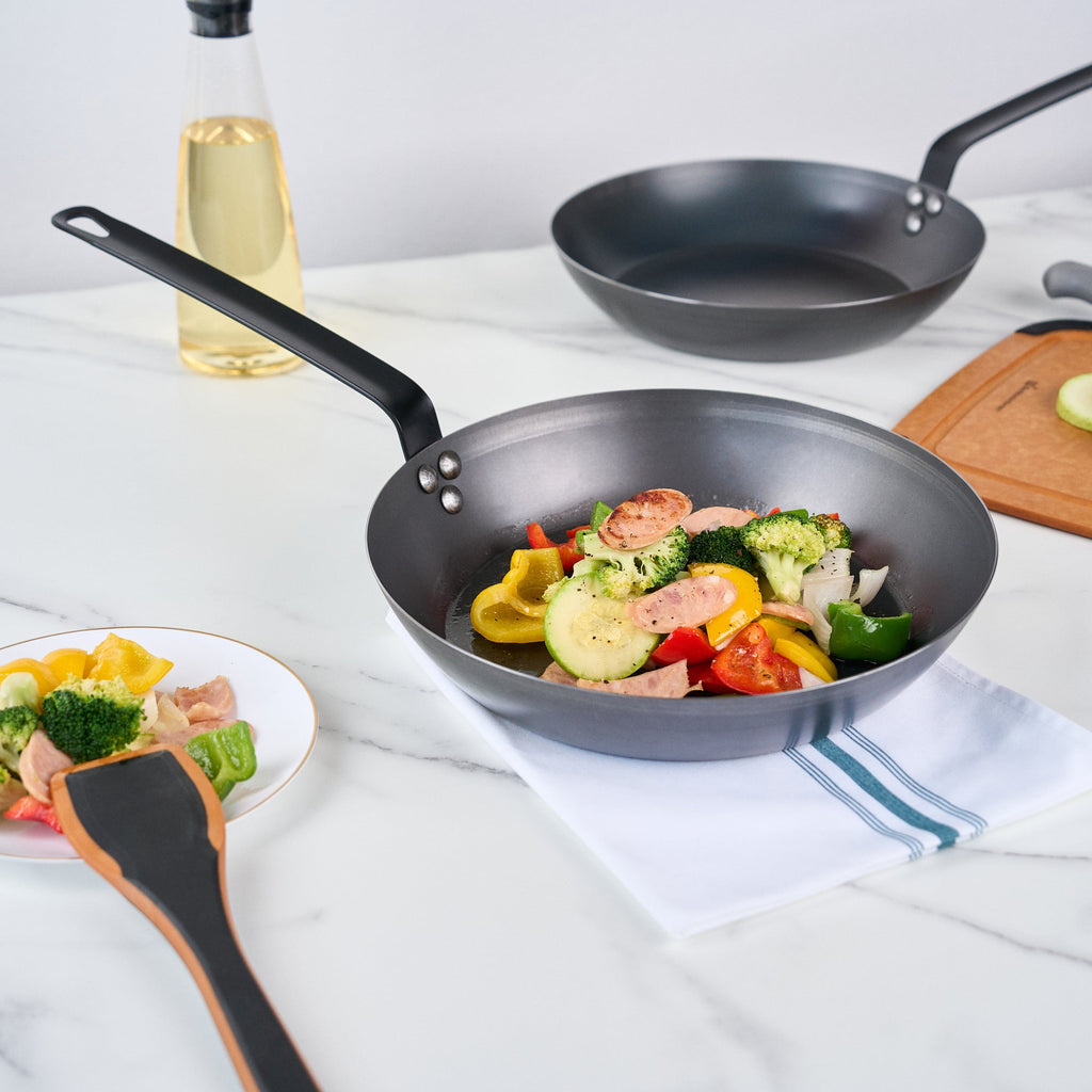Met Lux Black Carbon Steel 12" Fry Pan - 6 count box