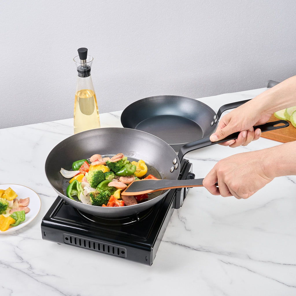 Met Lux Black Carbon Steel 12" Fry Pan - 6 count box