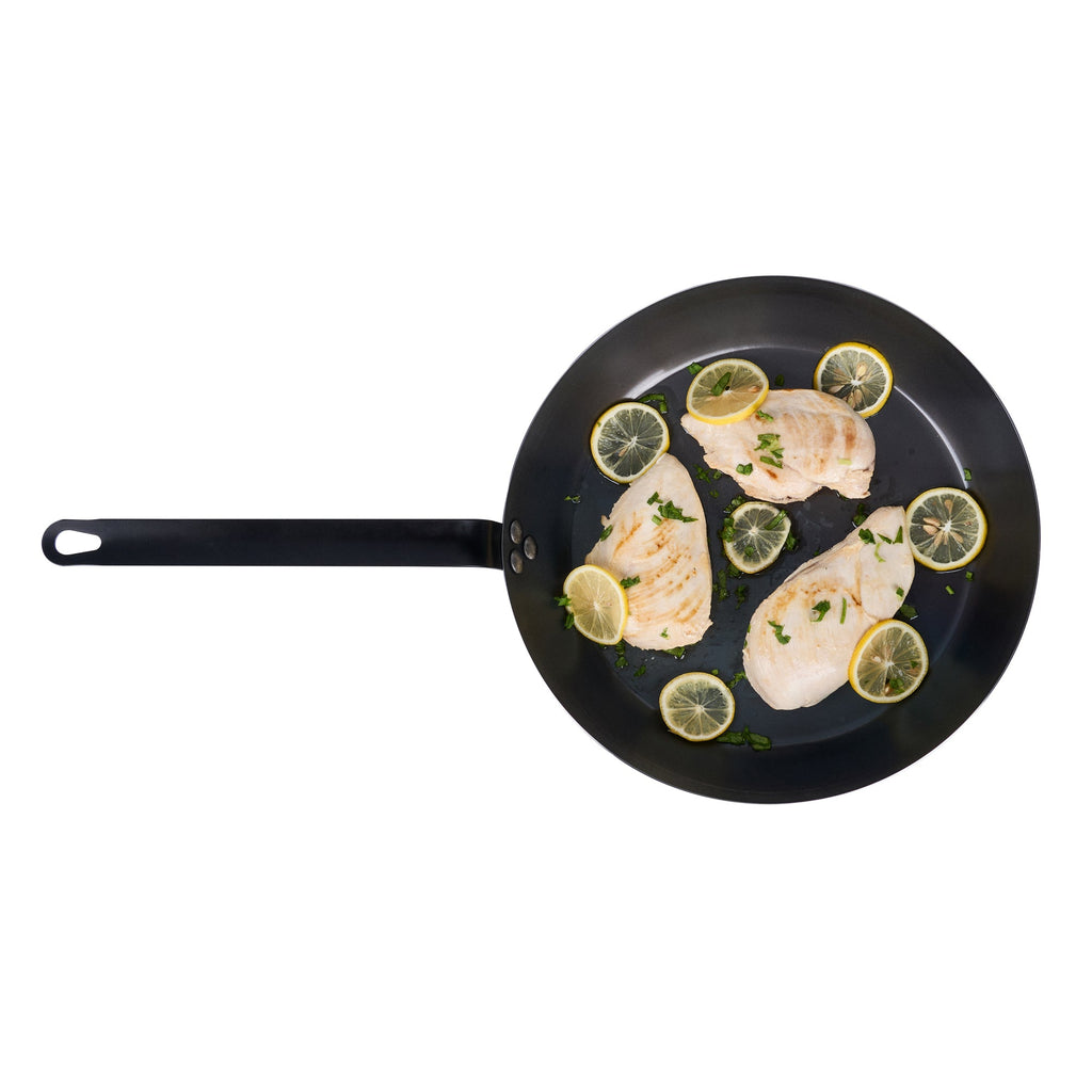 Met Lux Black Carbon Steel 13" Fry Pan - 6 count box