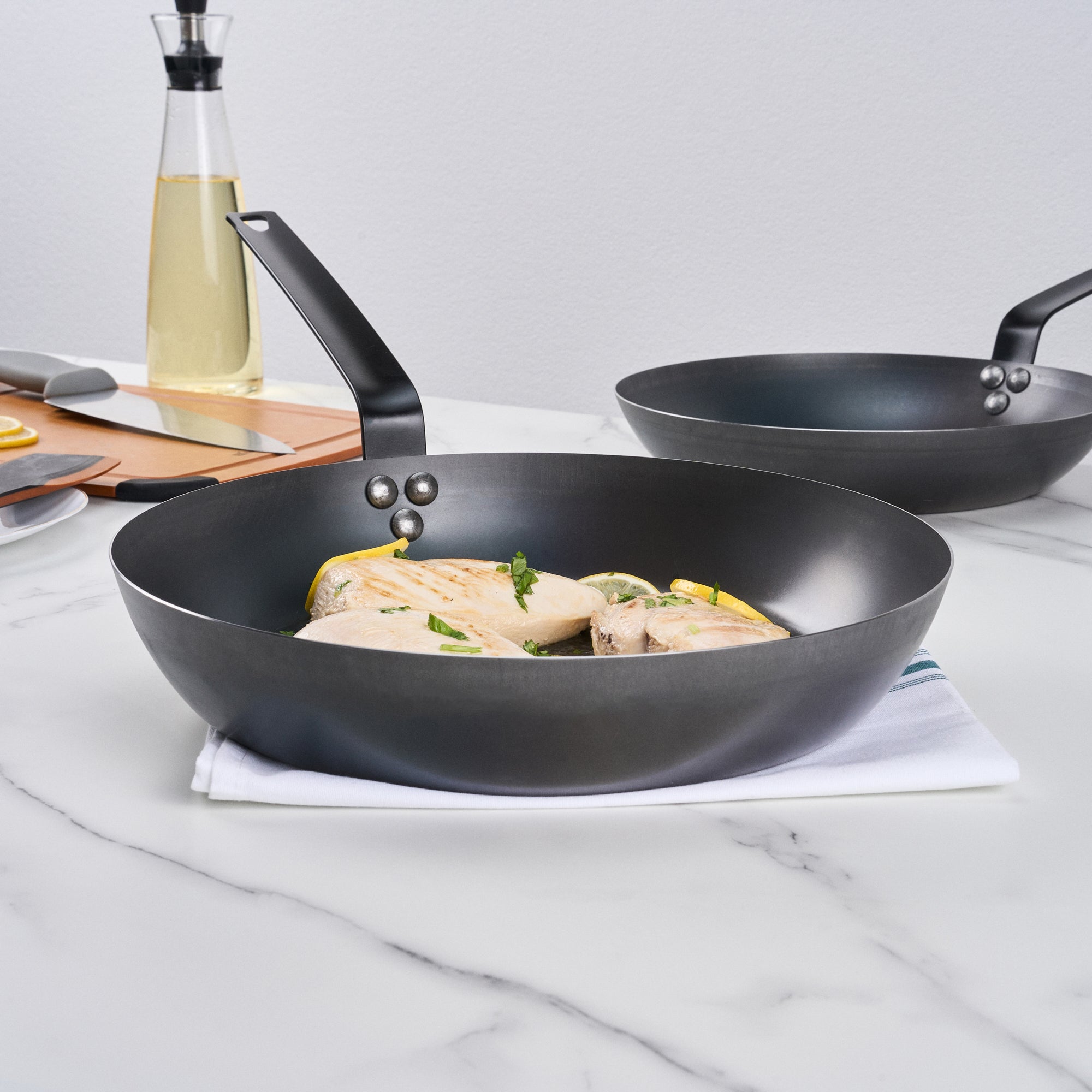 Met Lux Black Carbon Steel 13" Fry Pan - 6 count box