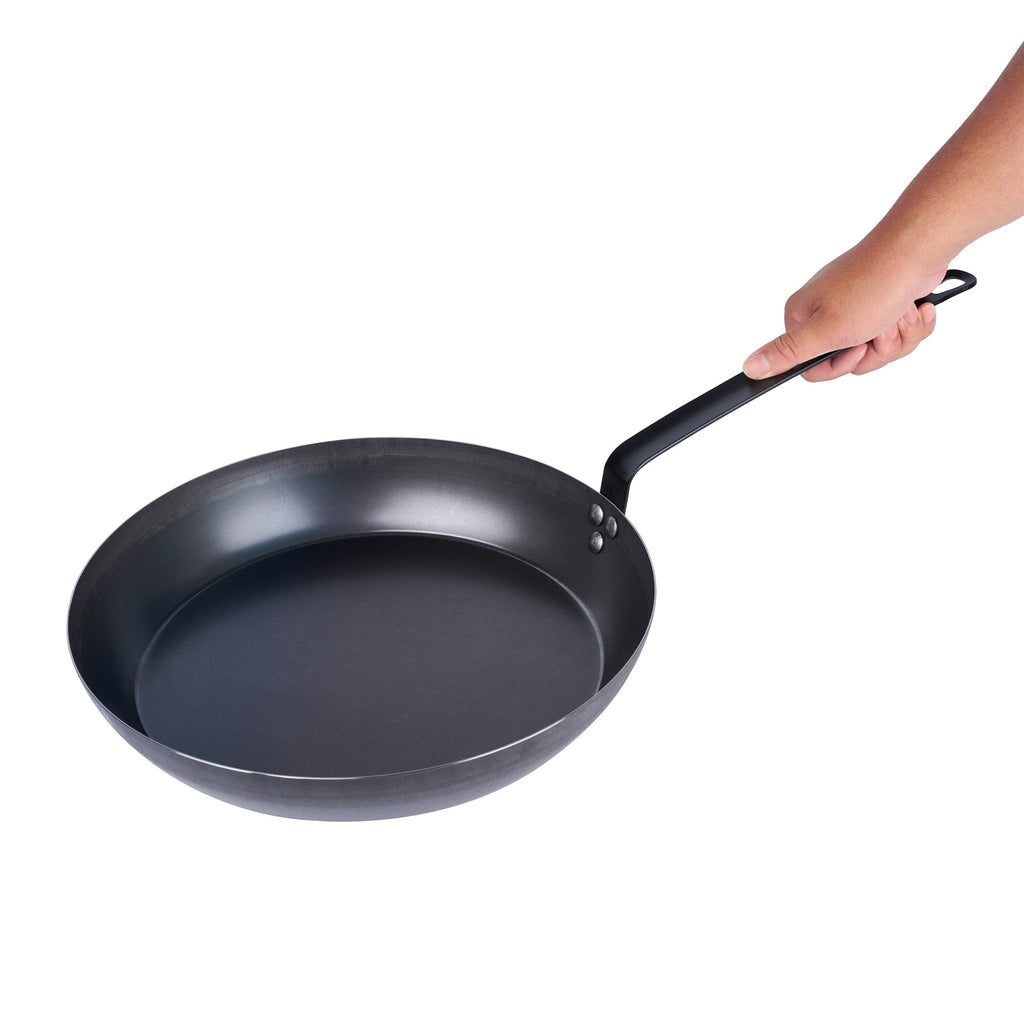 Met Lux Black Carbon Steel 14" Fry Pan - 6 count box