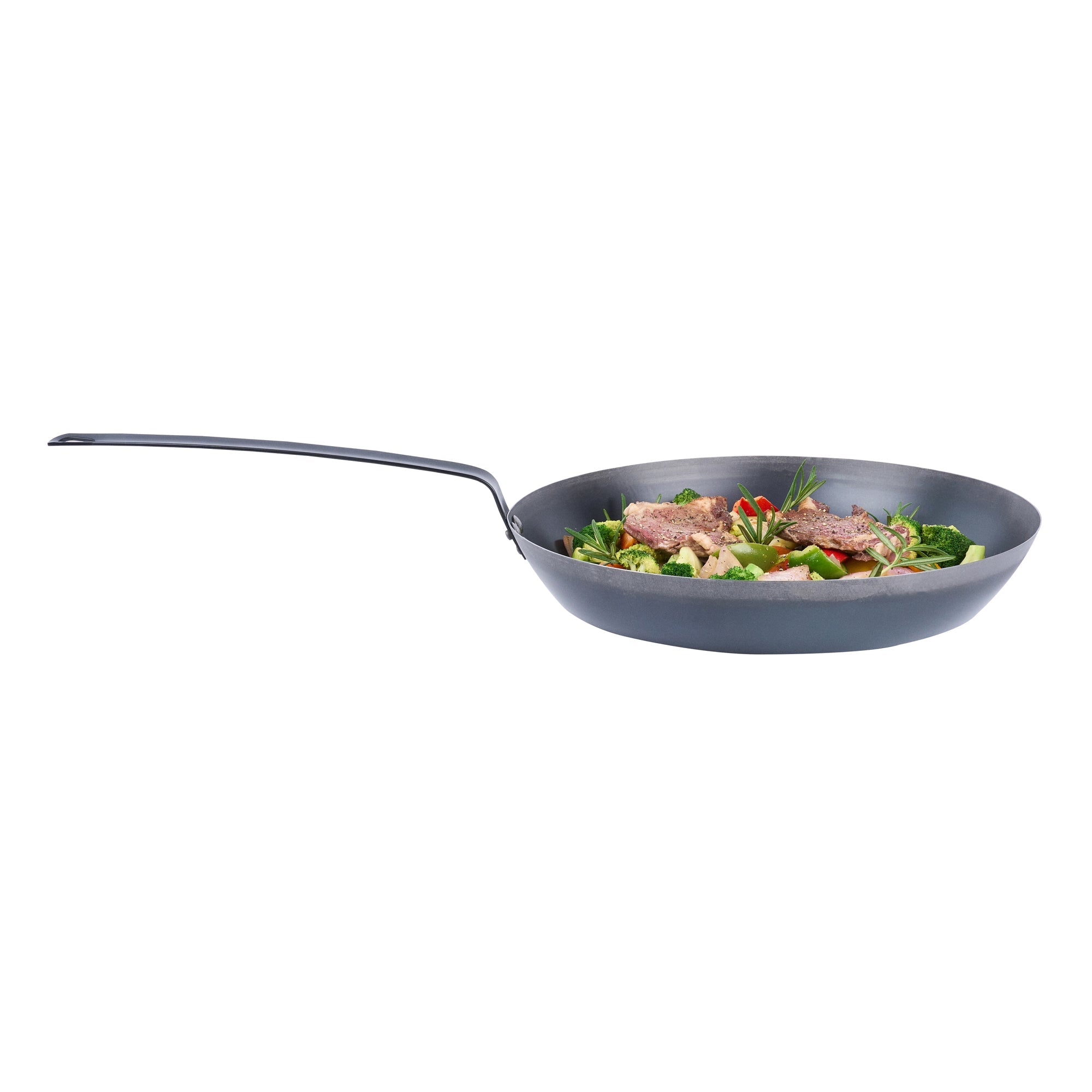 Met Lux Black Carbon Steel 16" Fry Pan - 6 count box