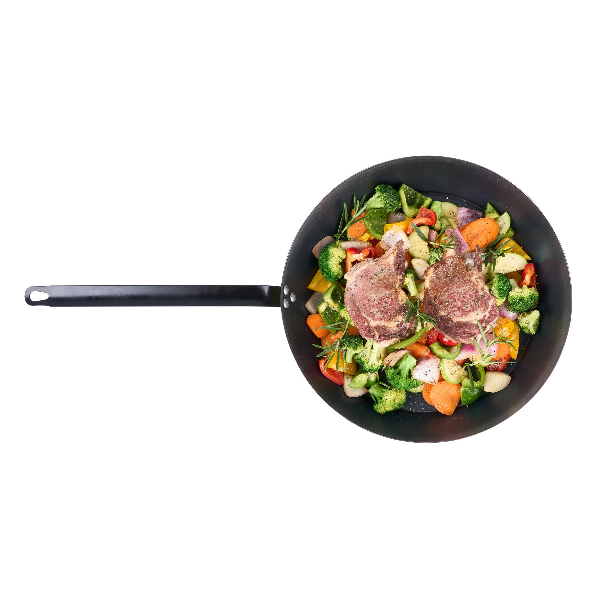 Met Lux Black Carbon Steel 16" Fry Pan - 6 count box