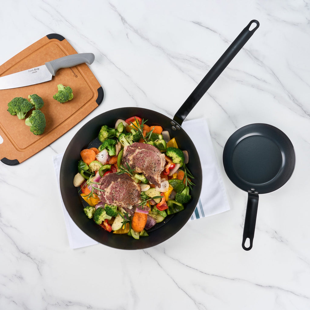 Met Lux Black Carbon Steel 16" Fry Pan - 6 count box