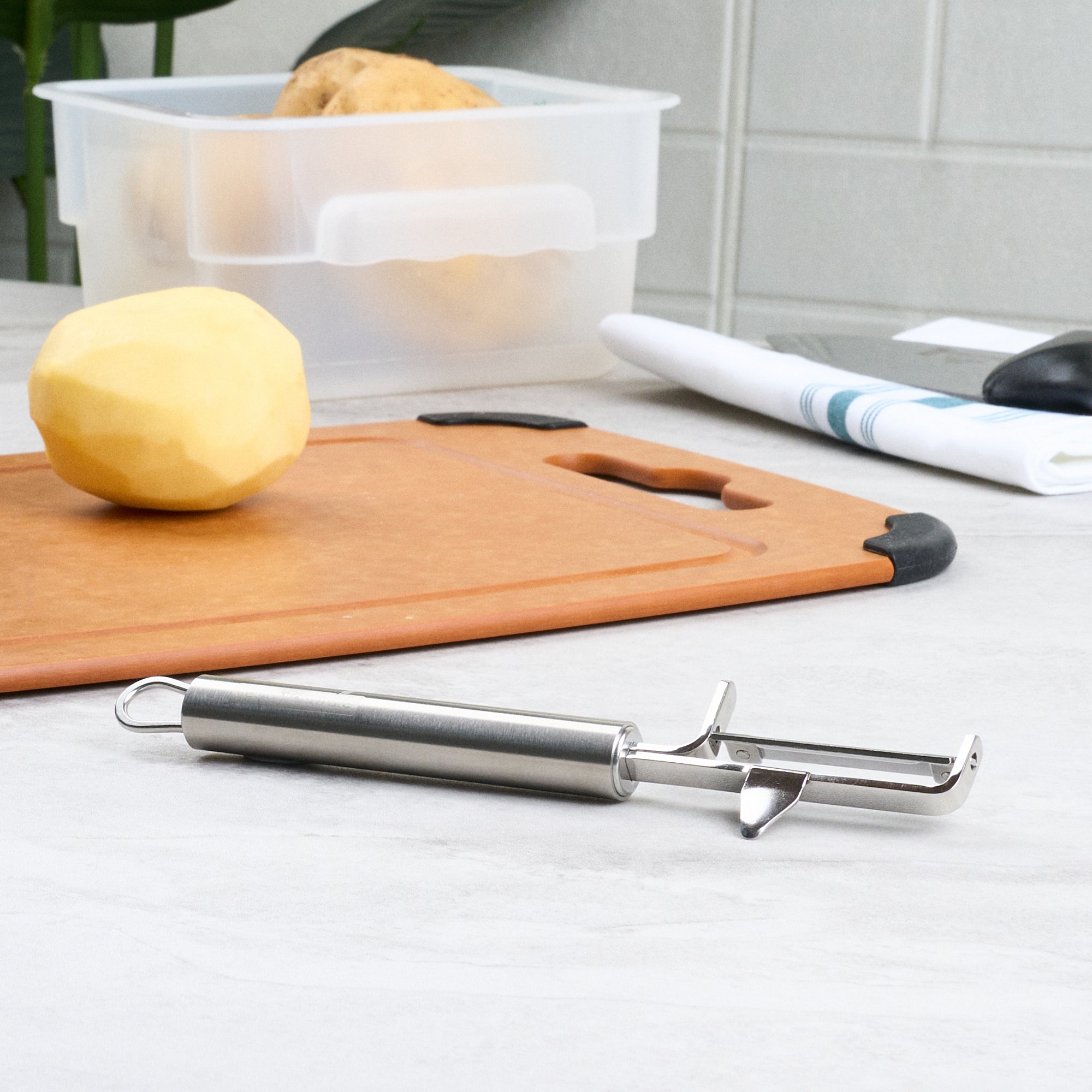 German Standard Stainless Steel Vegetable Peeler - Swivel Blade, with Potato Eye Remover - 7 1/4'' - 1 count box