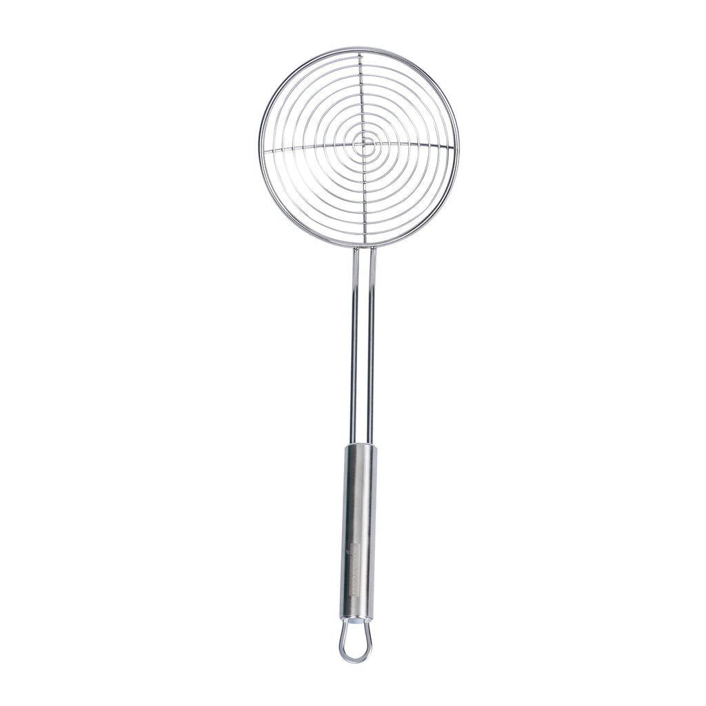German Standard Stainless Steel Spiral Wire Skimmer - 14'' x 4 3/4'' - 1 count box